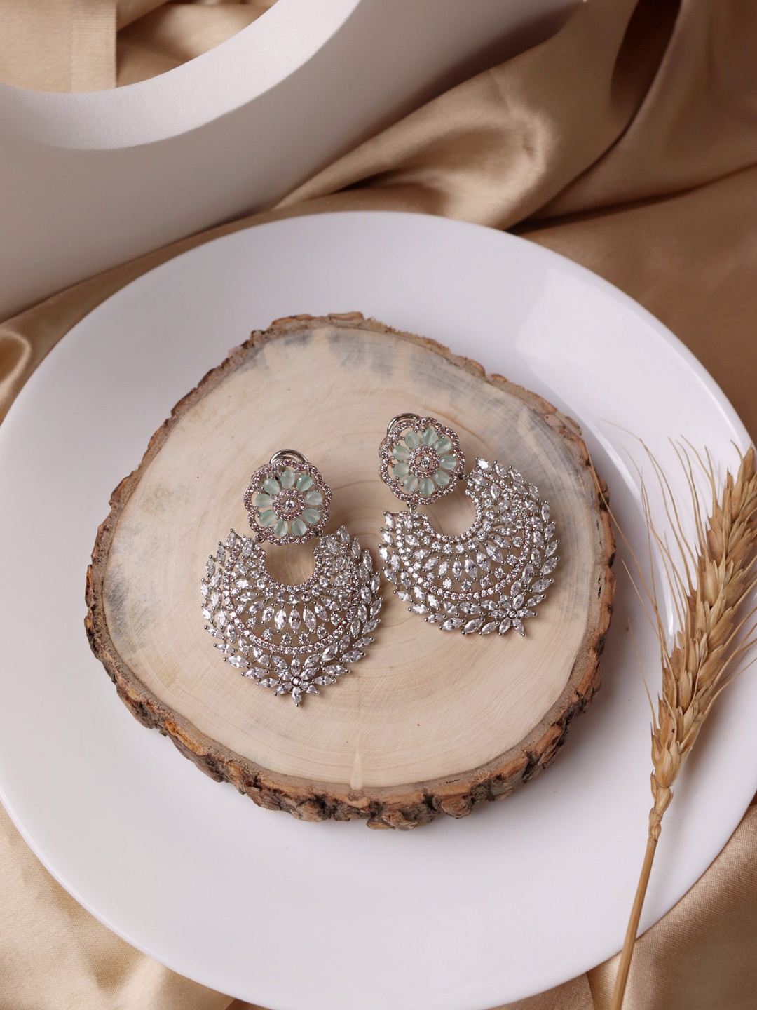 

CURIO COTTAGE Green Contemporary Drop Earrings