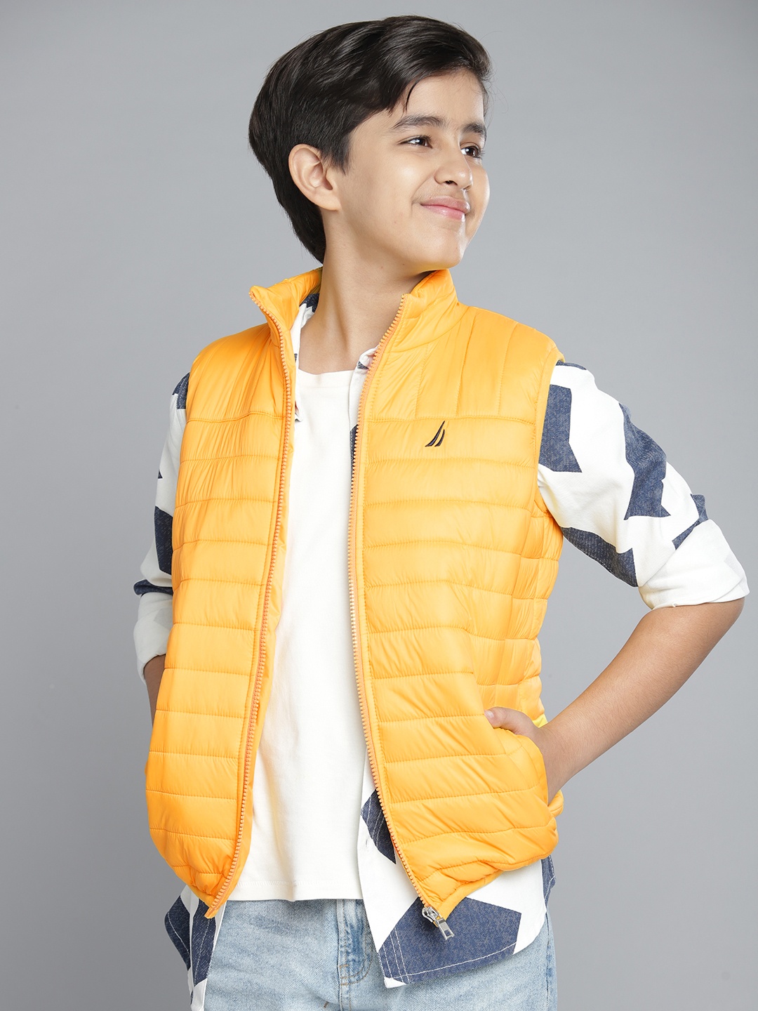 

Nautica Boys Yellow Solid Padded Jacket