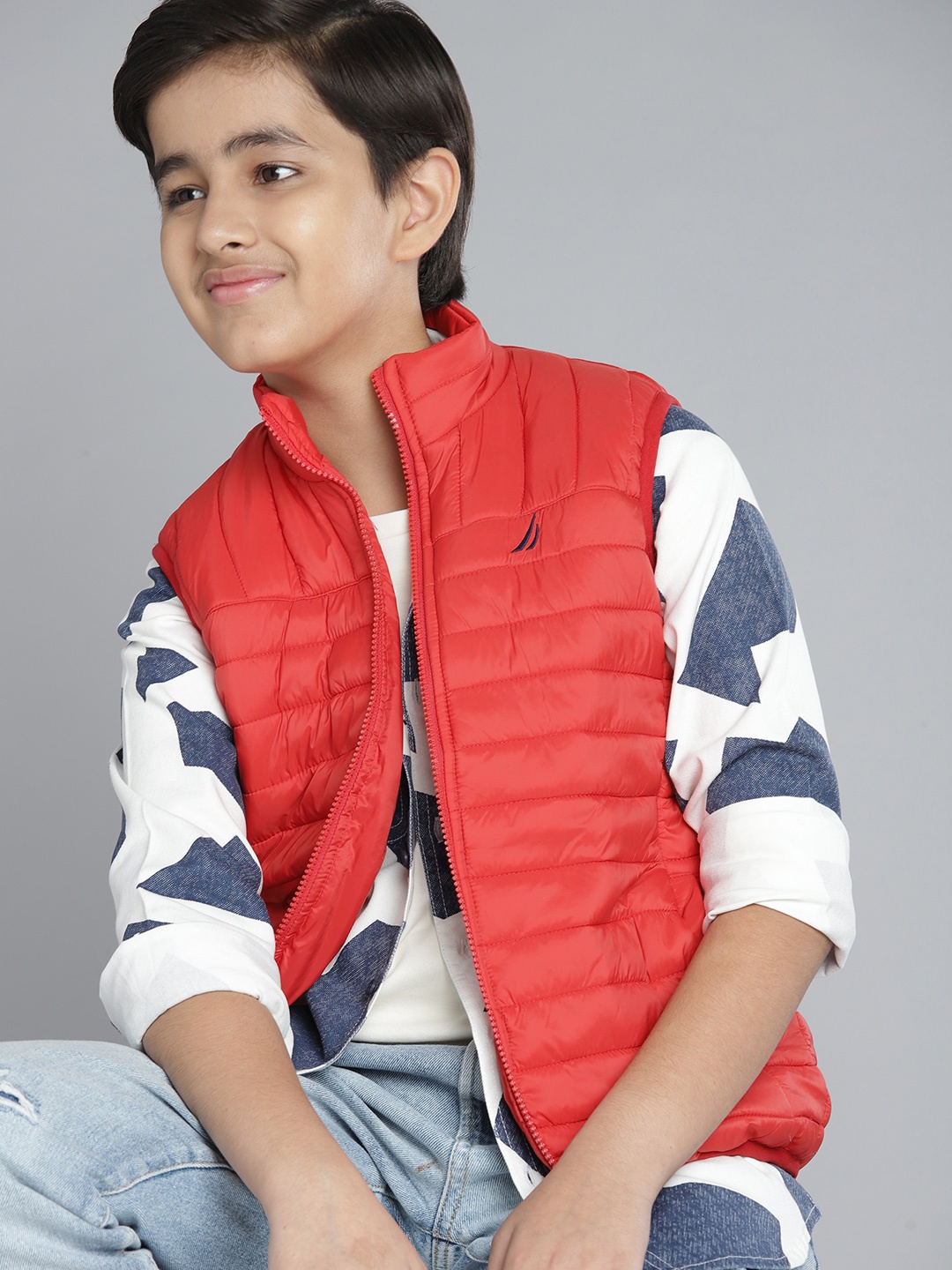 

Nautica Boys Red Solid Padded Jacket