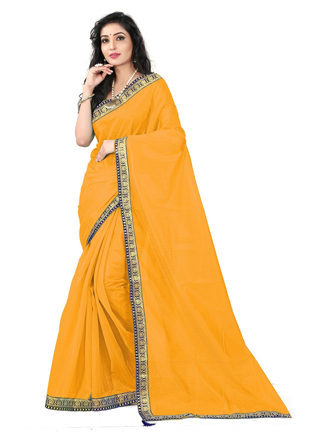

Florence Yellow & Blue Art Silk Saree With Woven Design Border