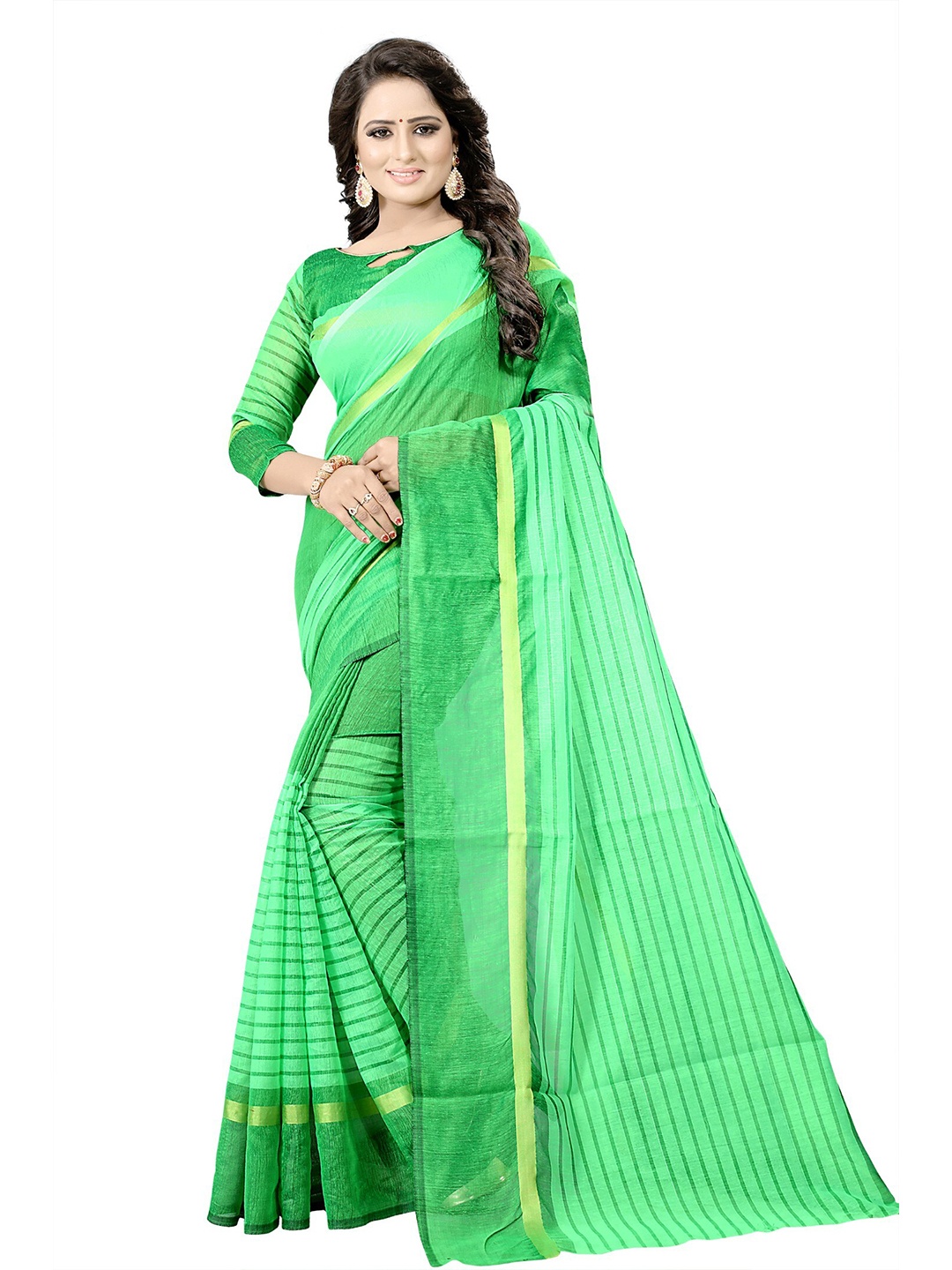Florence Green Striped Saree