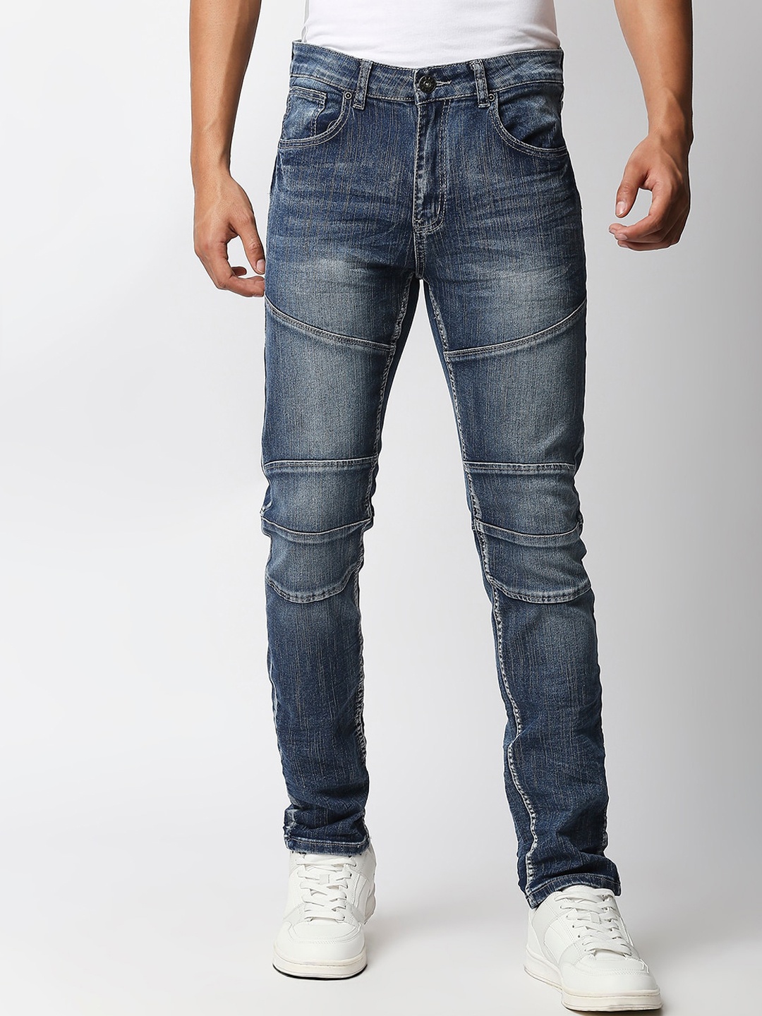 

WAIMEA Men Blue Skinny Fit Mildly Distressed Heavy Fade Stretchable Jeans
