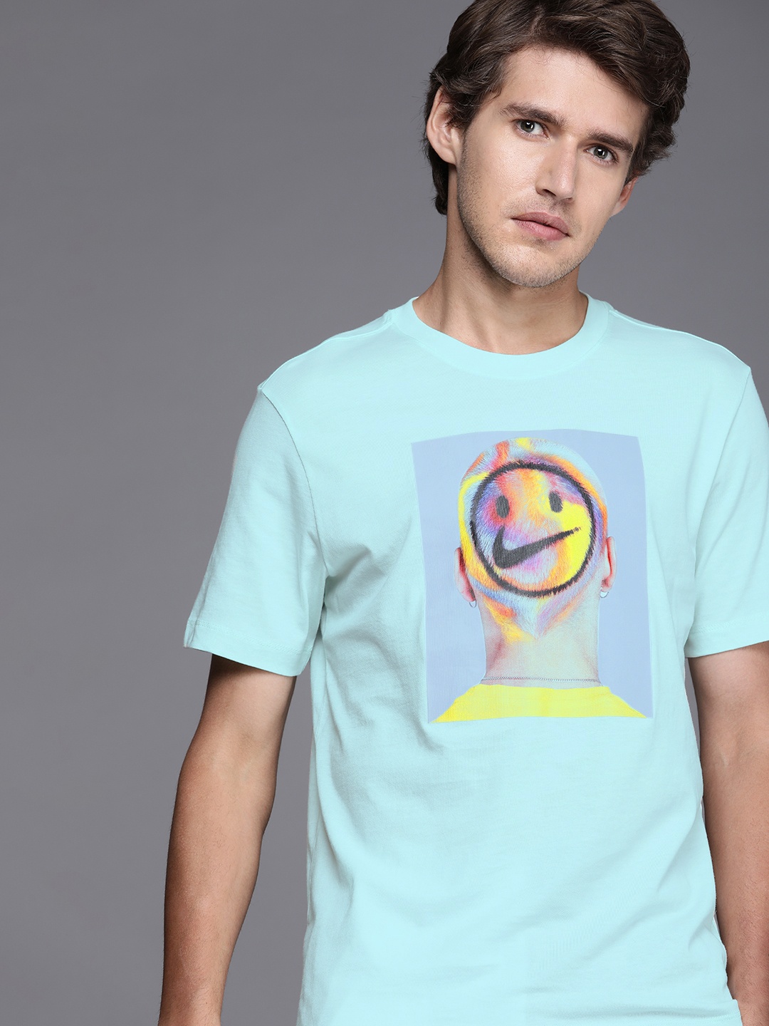 

Nike Men Green & Yellow ASM NSW SI Graphic Printed Pure Cotton Sports T-shirt