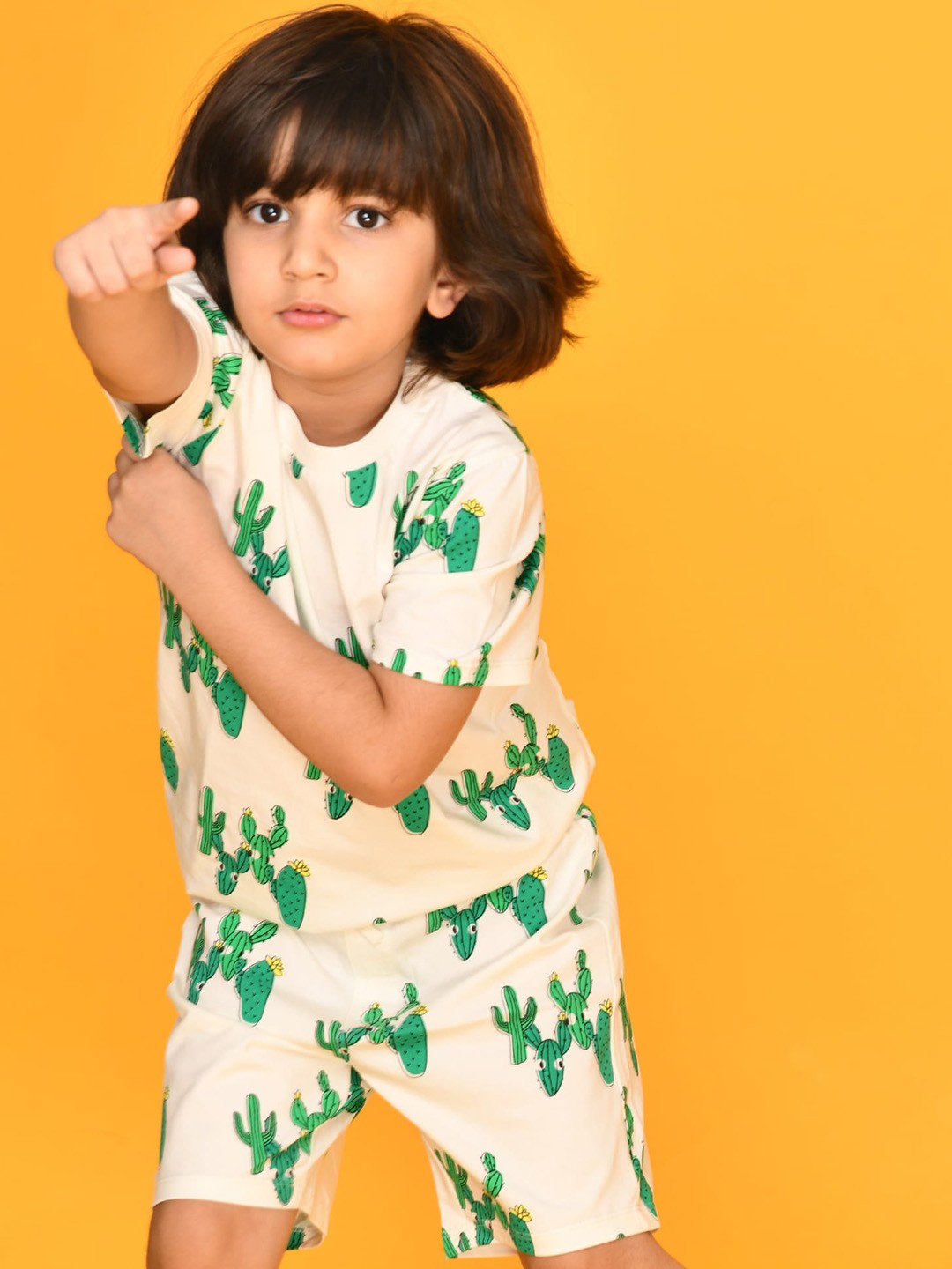 

Anthrilo Boys White & Green Printed Cotton Night suit