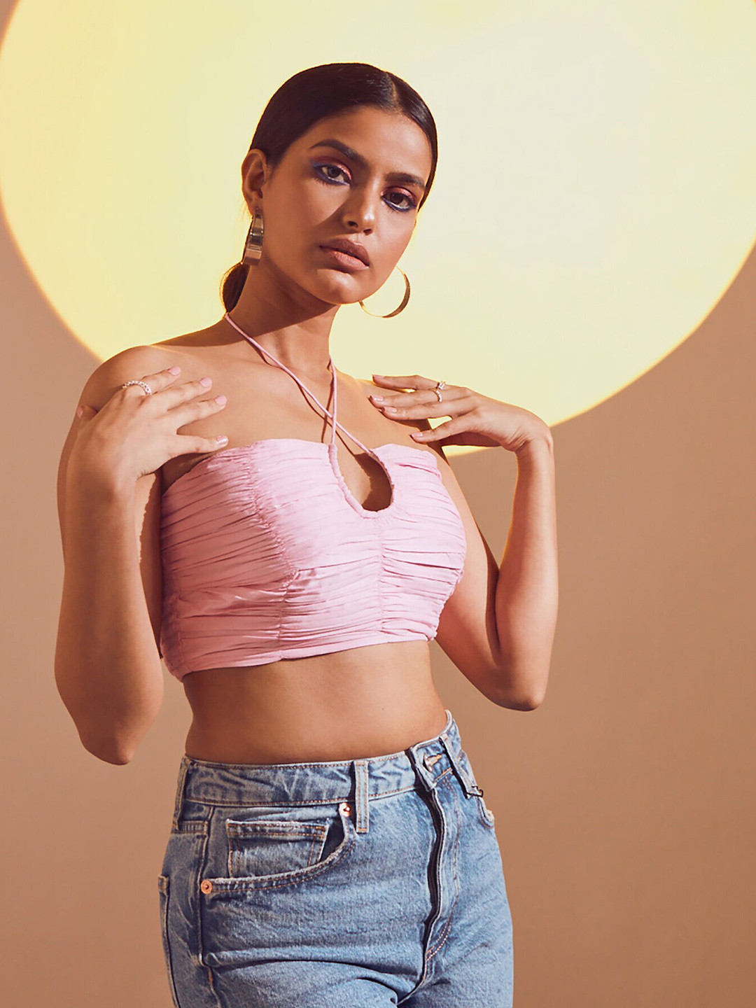 

THE CLOTHING FACTORY Pink Tube Crop Top
