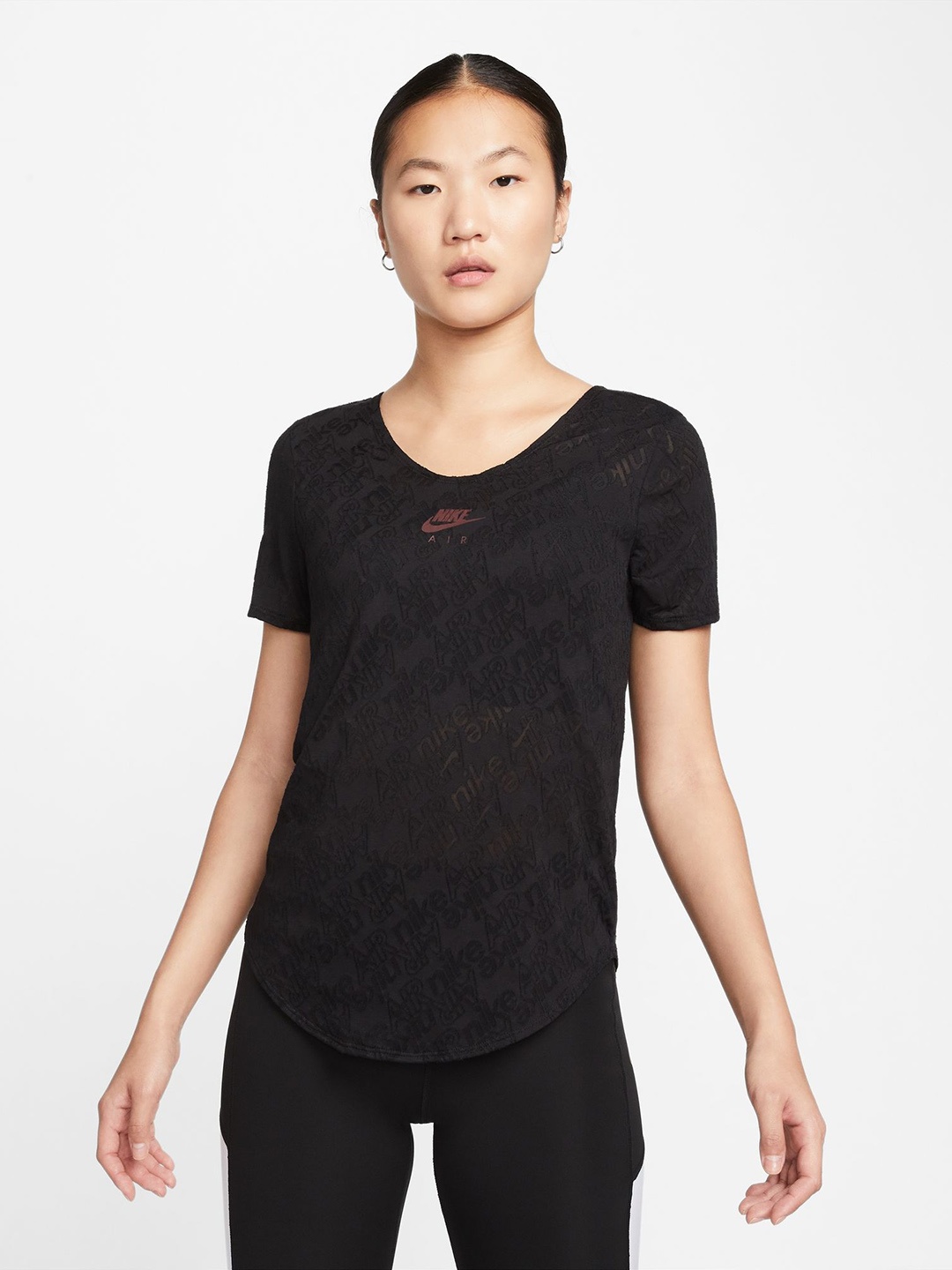 

Nike Women Black Self-Design Dri-FIT Running Top