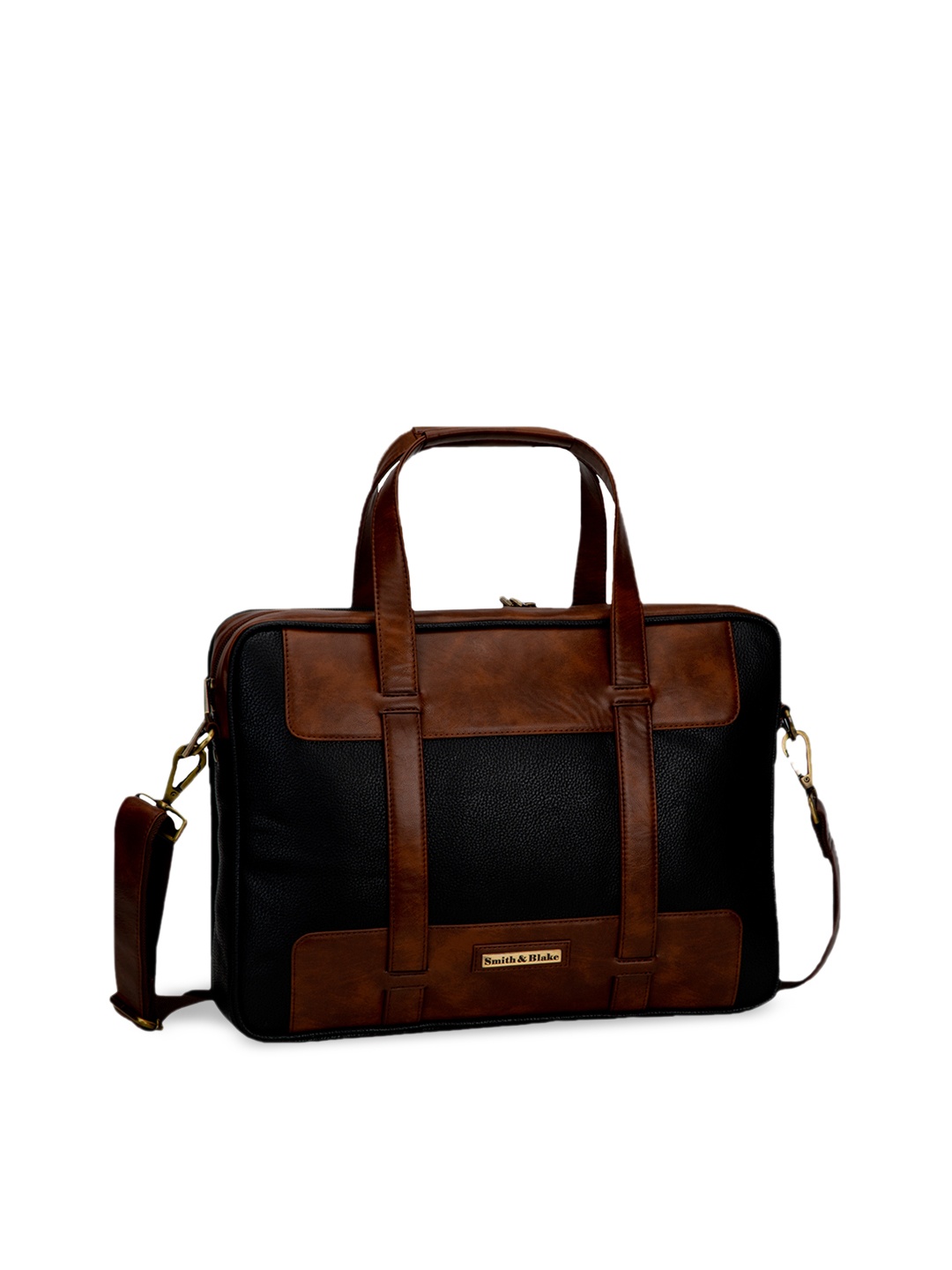 

Smith & Blake Unisex Black & Brown PU Laptop Bag