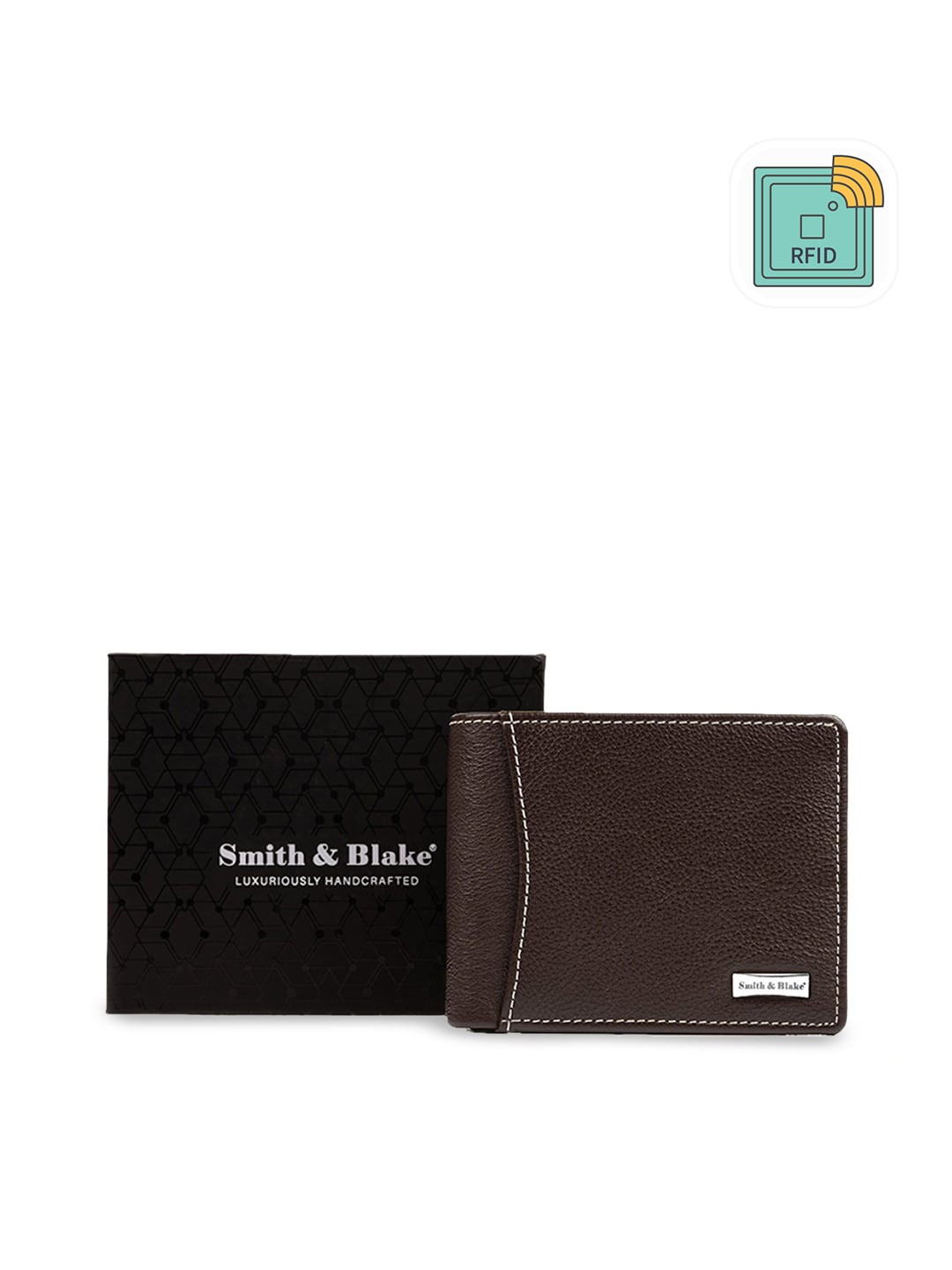 

Smith & Blake Men Brown Zip Detail Leather Two Fold Wallet
