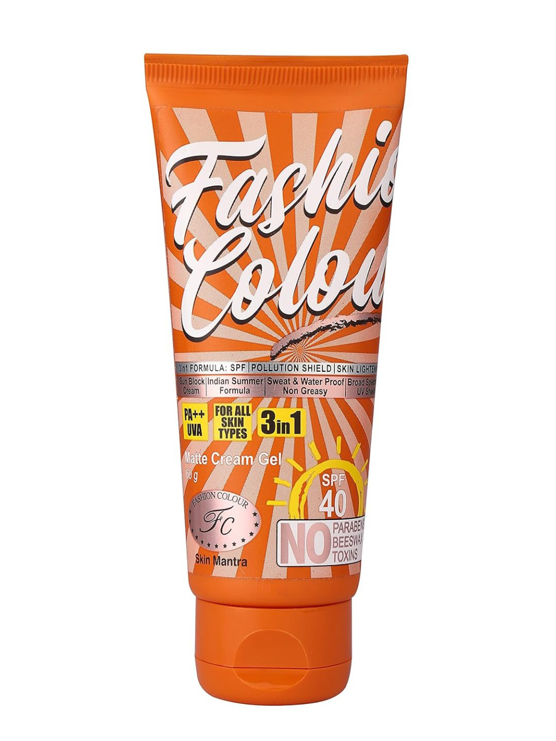 

Fashion Colour SPF 40 Sun Block 3-In-1 Matte Cream Gel - 60 g, Orange