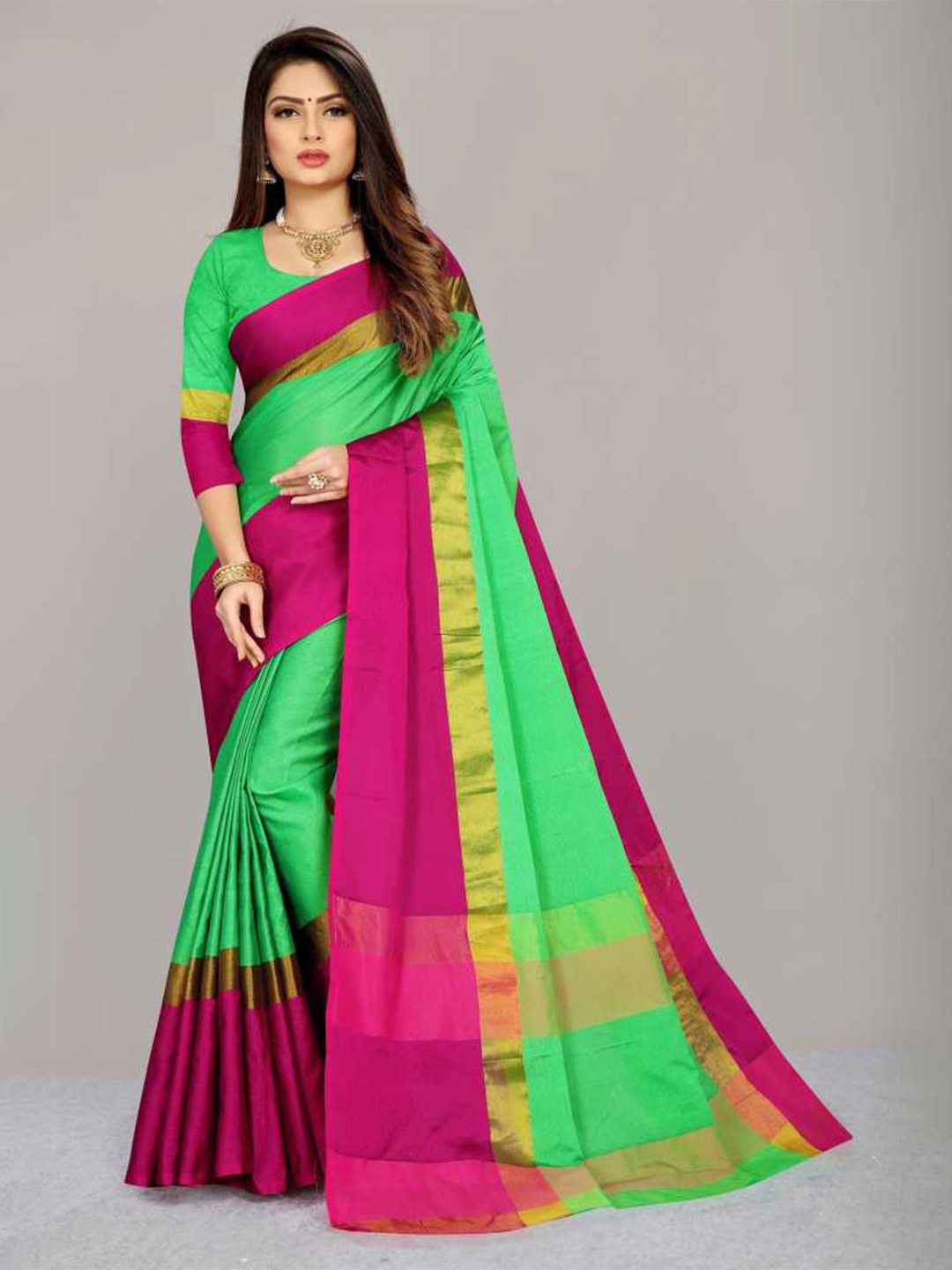 Florence Green & Maroon Silk Blend Saree