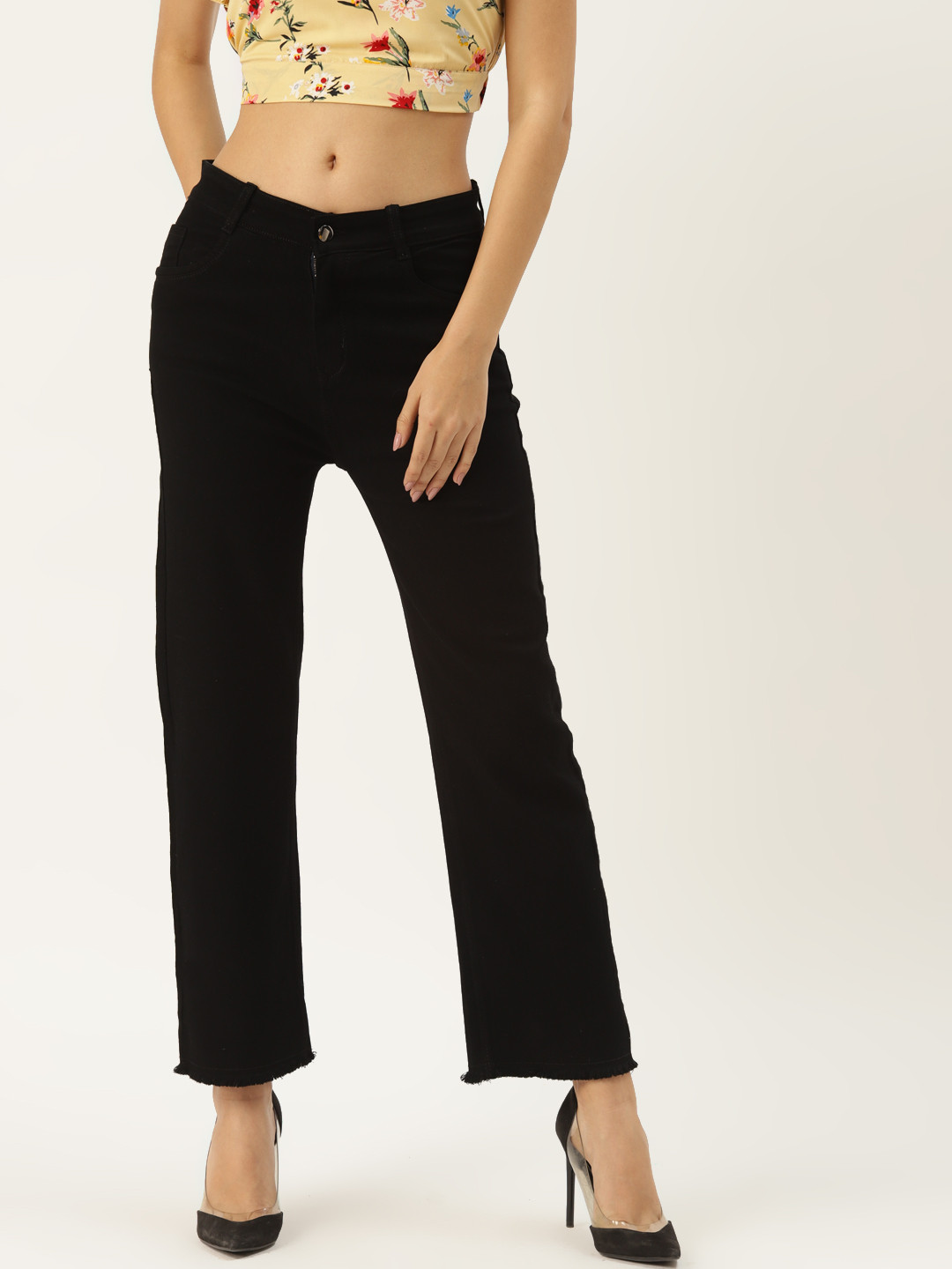 

PARIS HAMILTON Women Black Straight Fit Stretchable Jeans