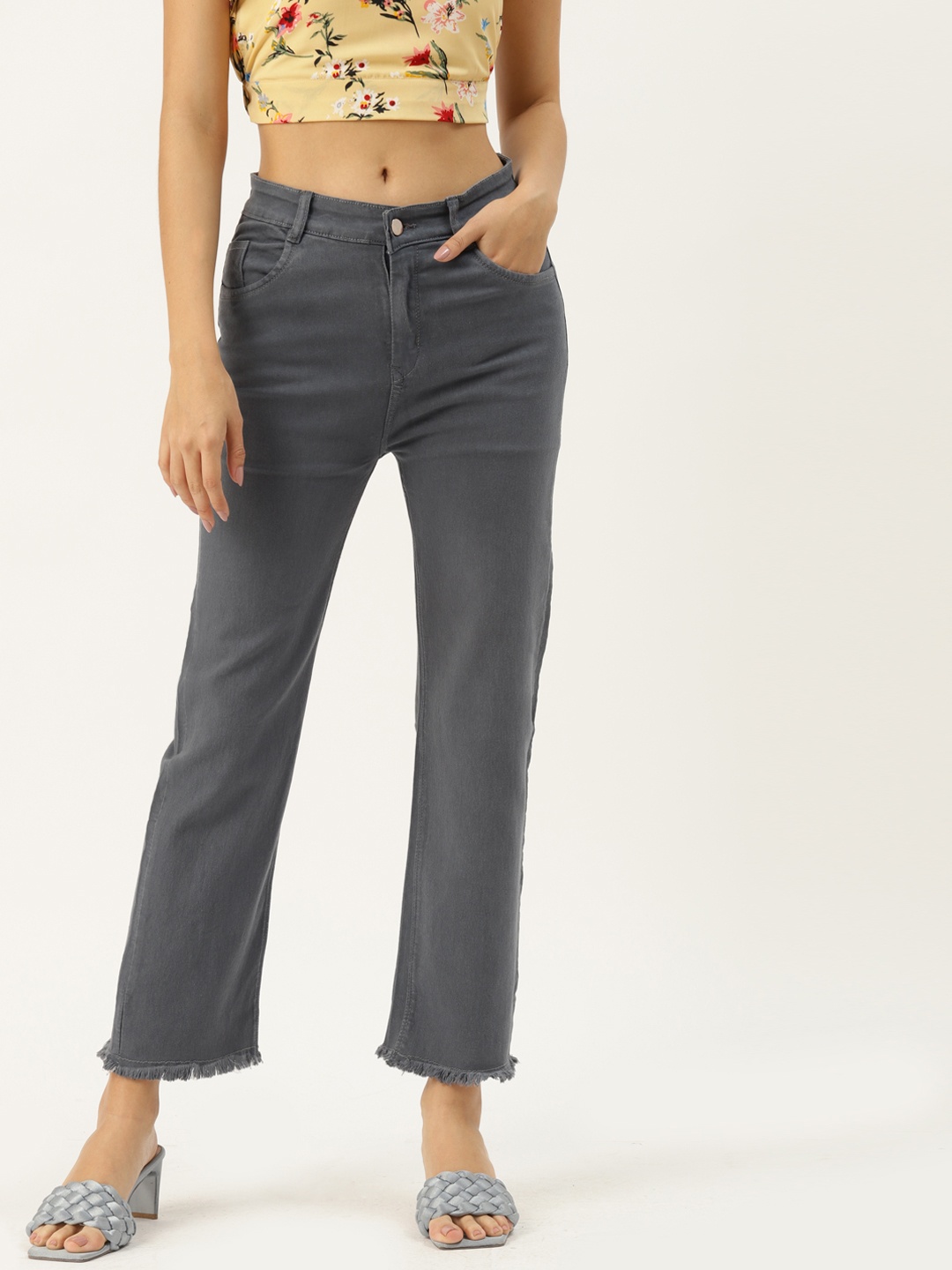 

PARIS HAMILTON Women Grey Straight Fit Stretchable Jeans
