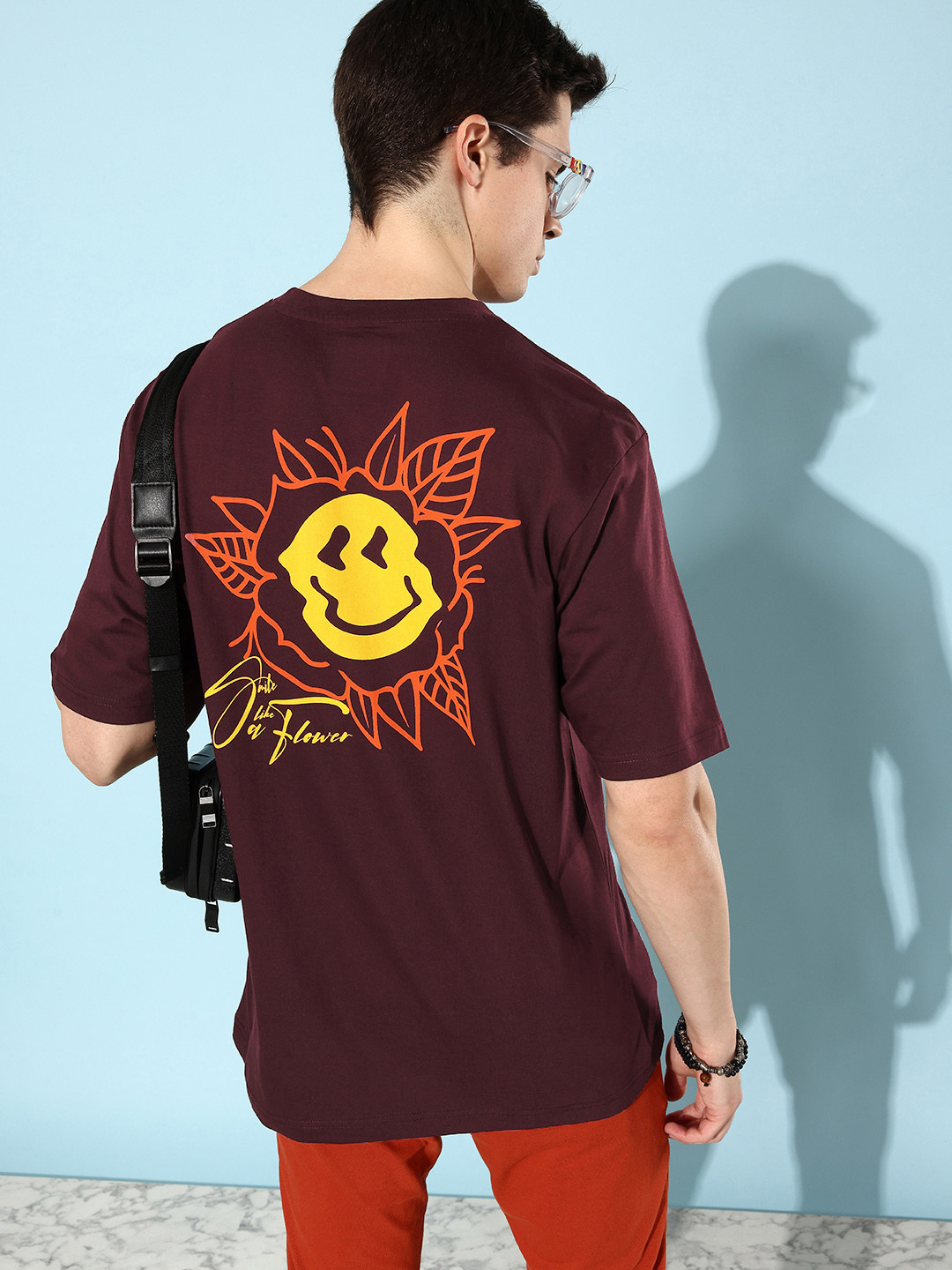 

Difference of Opinion Men Maroon Printed Pure Cotton Oversized T-shirt