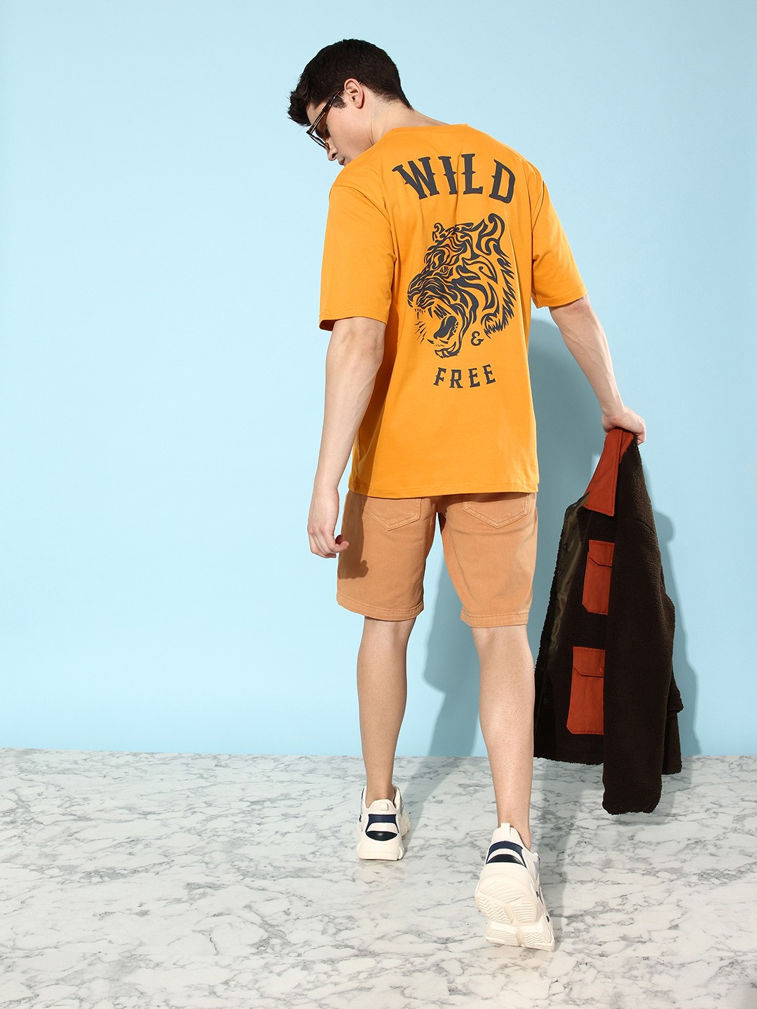 

Difference of Opinion Men Mustard Yellow Typography Printed Pure Cotton Oversized T-Shirt