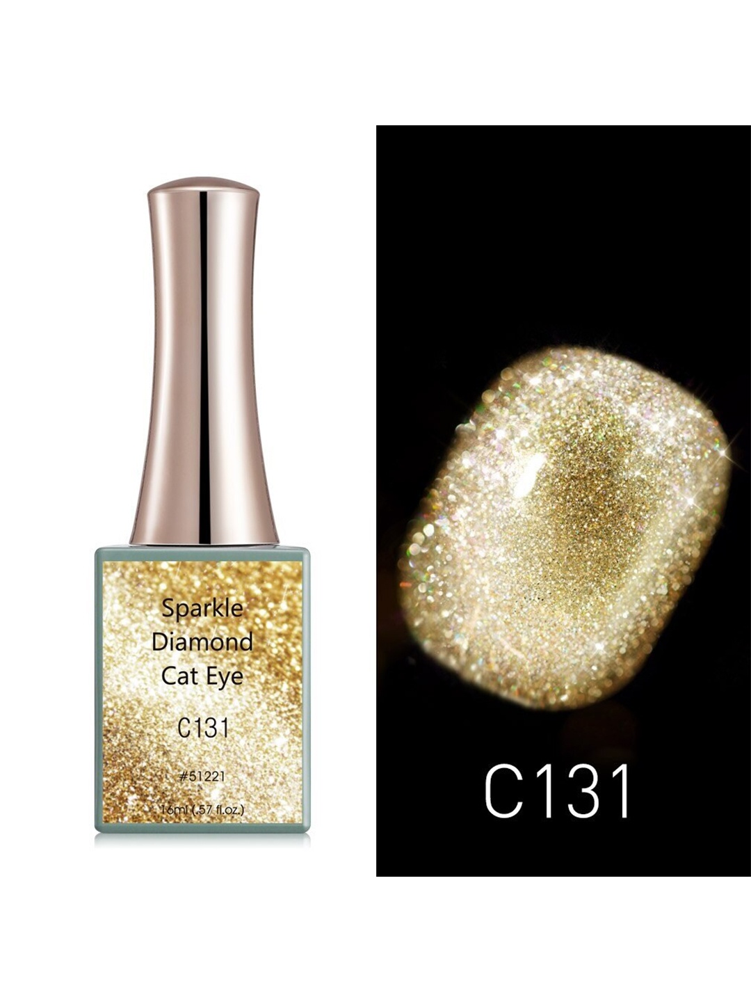 

CANNI Sparkle Diamond Cat Eye Series Gel Nail Polish - C131, Gold