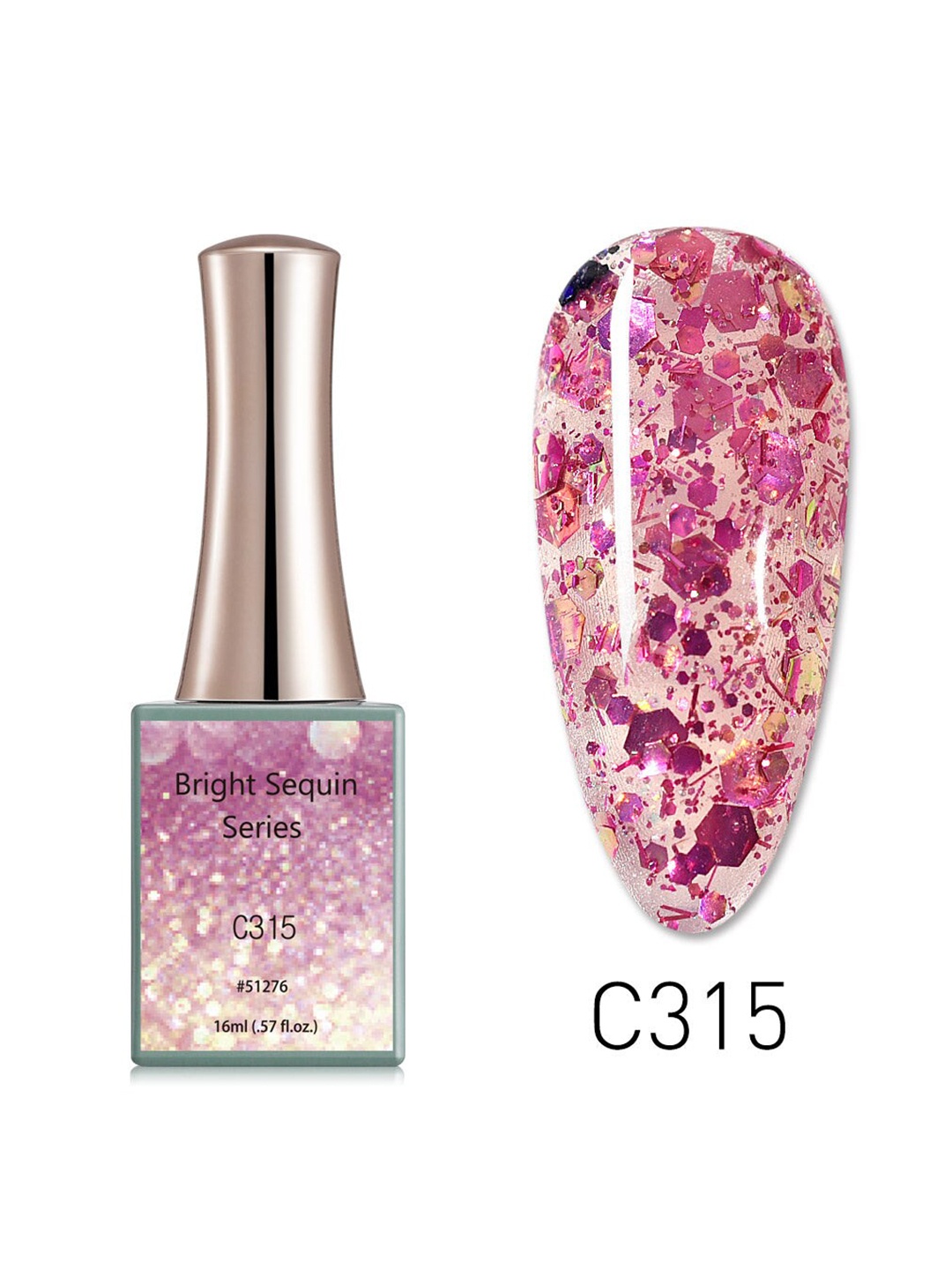 

CANNI Bright Sequin Series Nail Gel Polish - C315, Pink