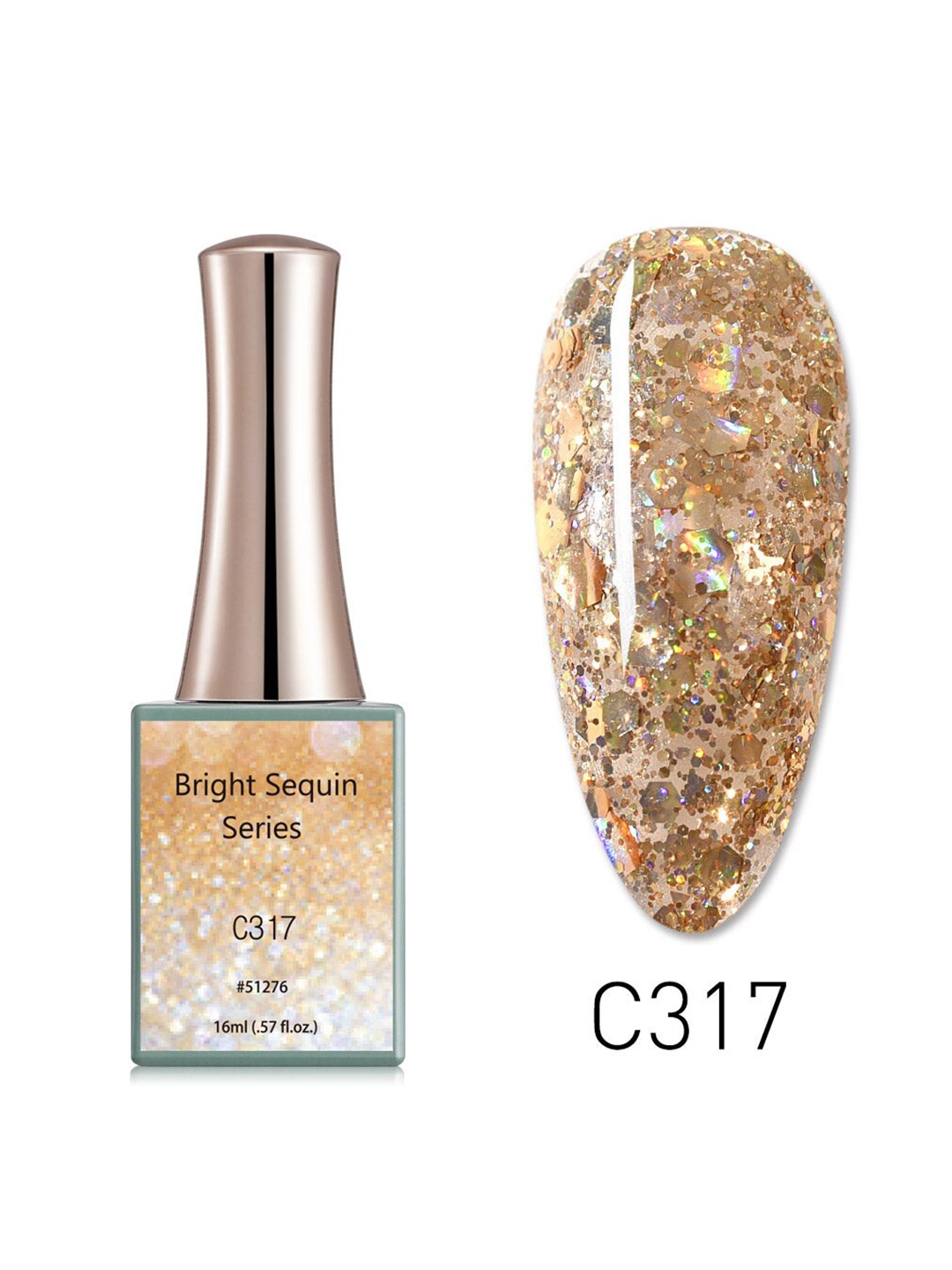 

CANNI Bright Sequin Series Nail Gel Polish - C317, Gold