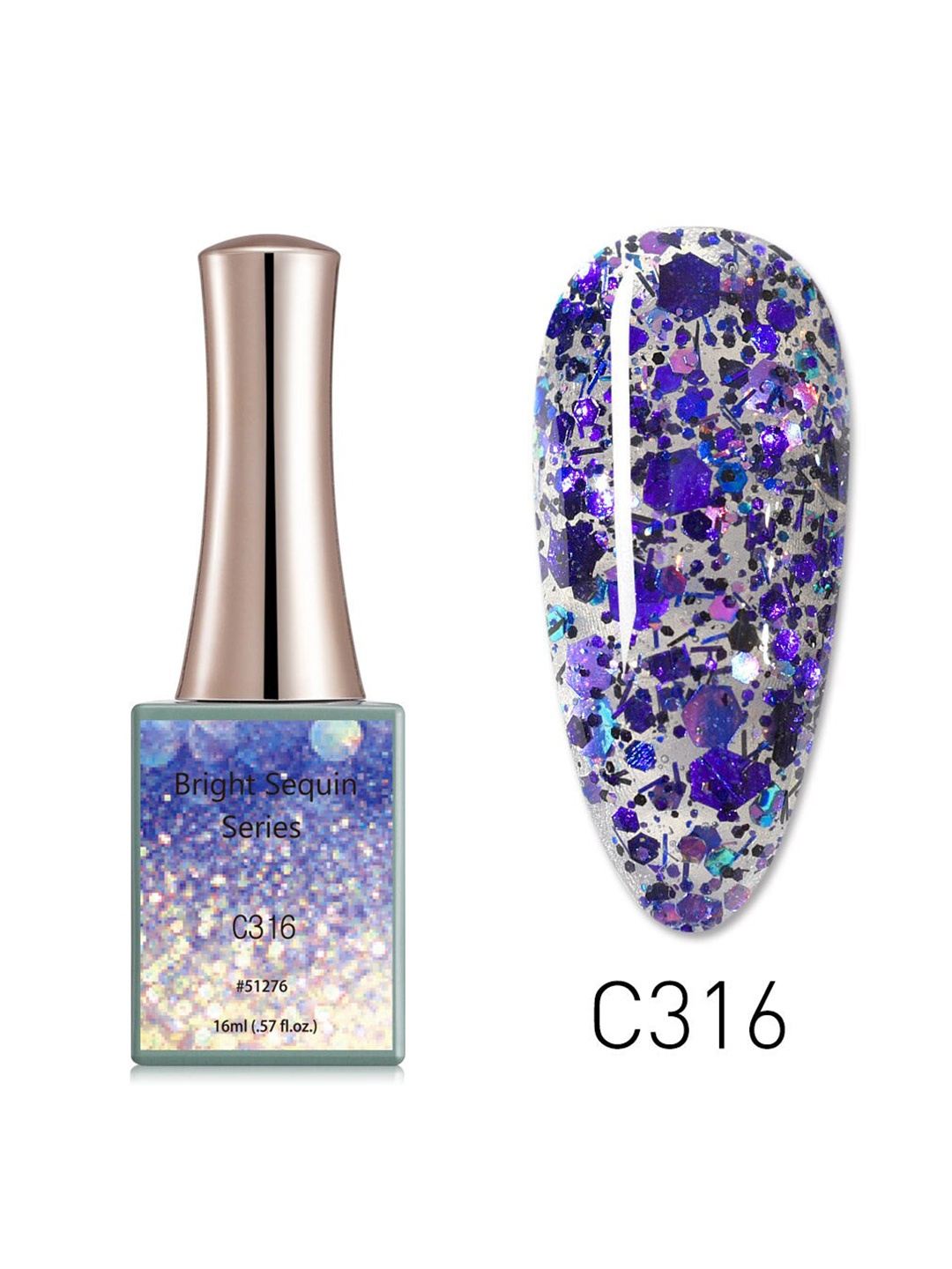 

CANNI Bright Sequin Series Nail Gel Polish - C316, Purple