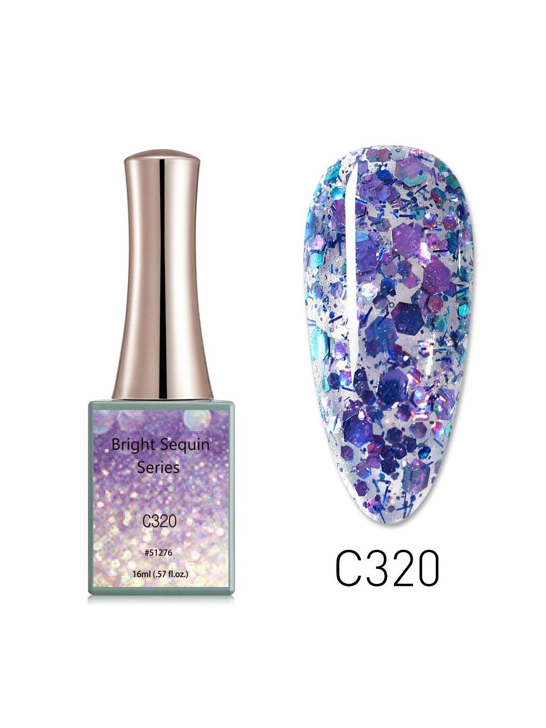 

CANNI Bright Sequin Series Nail Gel Polish - C320, Purple