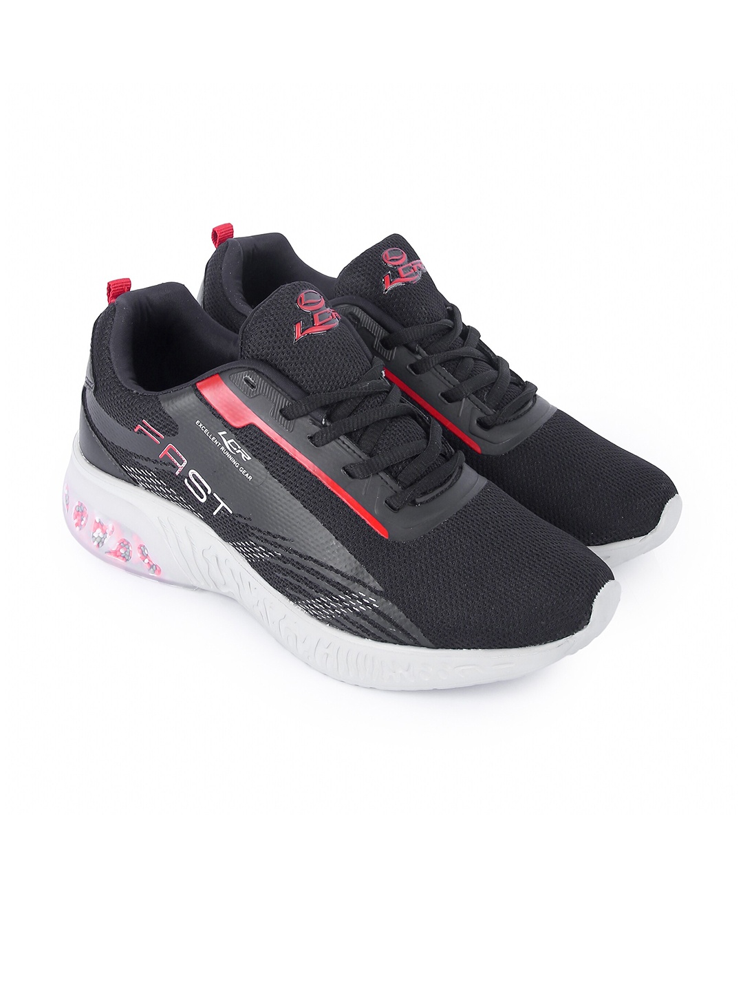 

Lancer Men Black & Red Textile Running Non-Marking Shoes