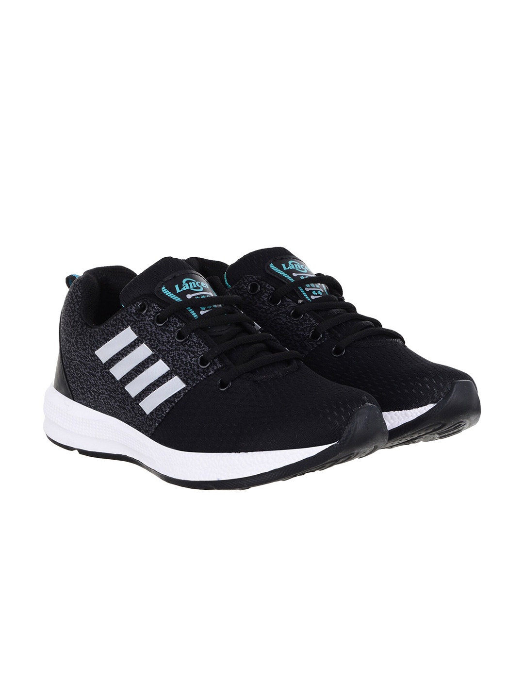 

Lancer Men Black & White Textile Running Non-Marking Shoes