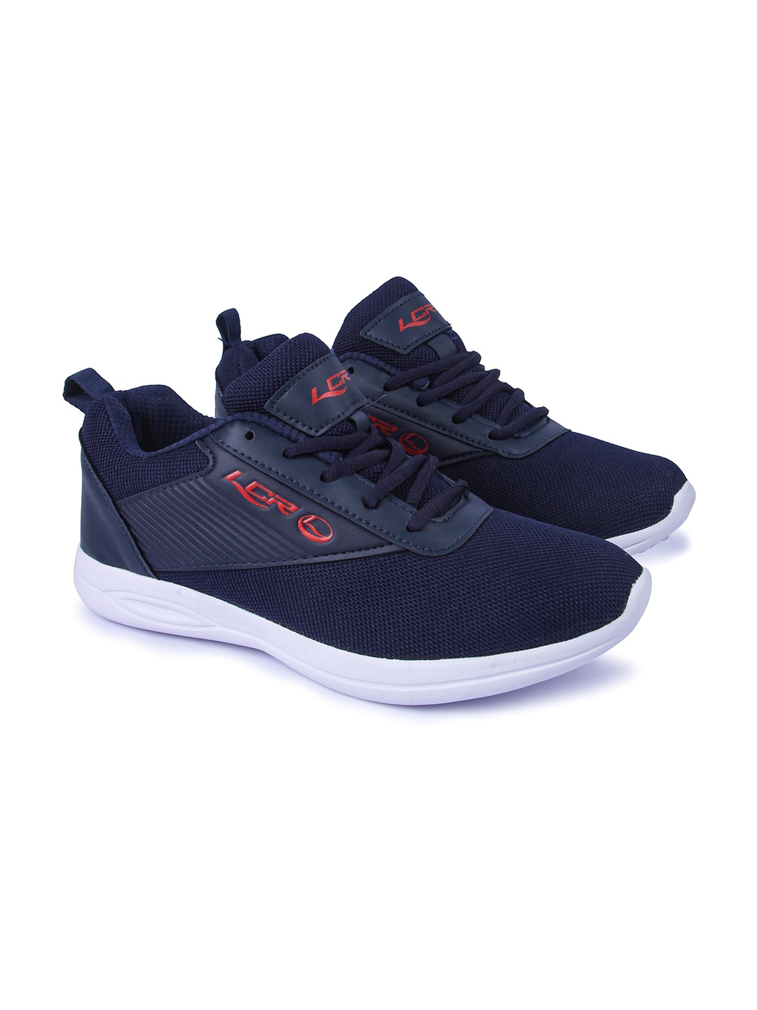 

Lancer Men Navy Blue & Red Textile Running Non-Marking Shoes