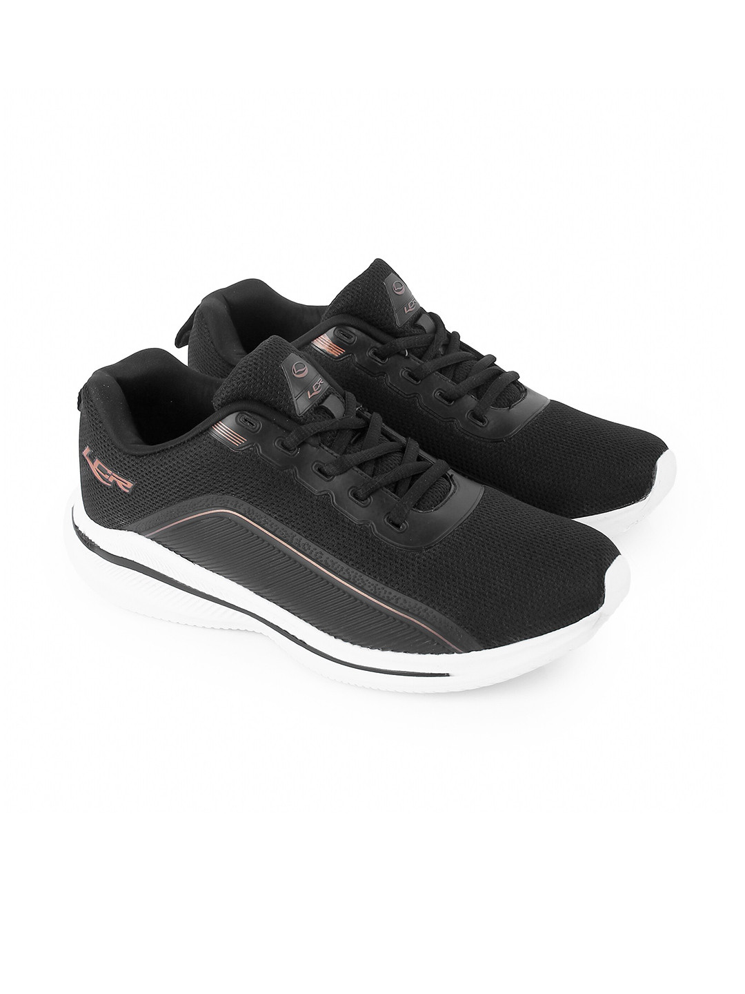 

Lancer Men Black & White Textile Running Non-Marking Shoes