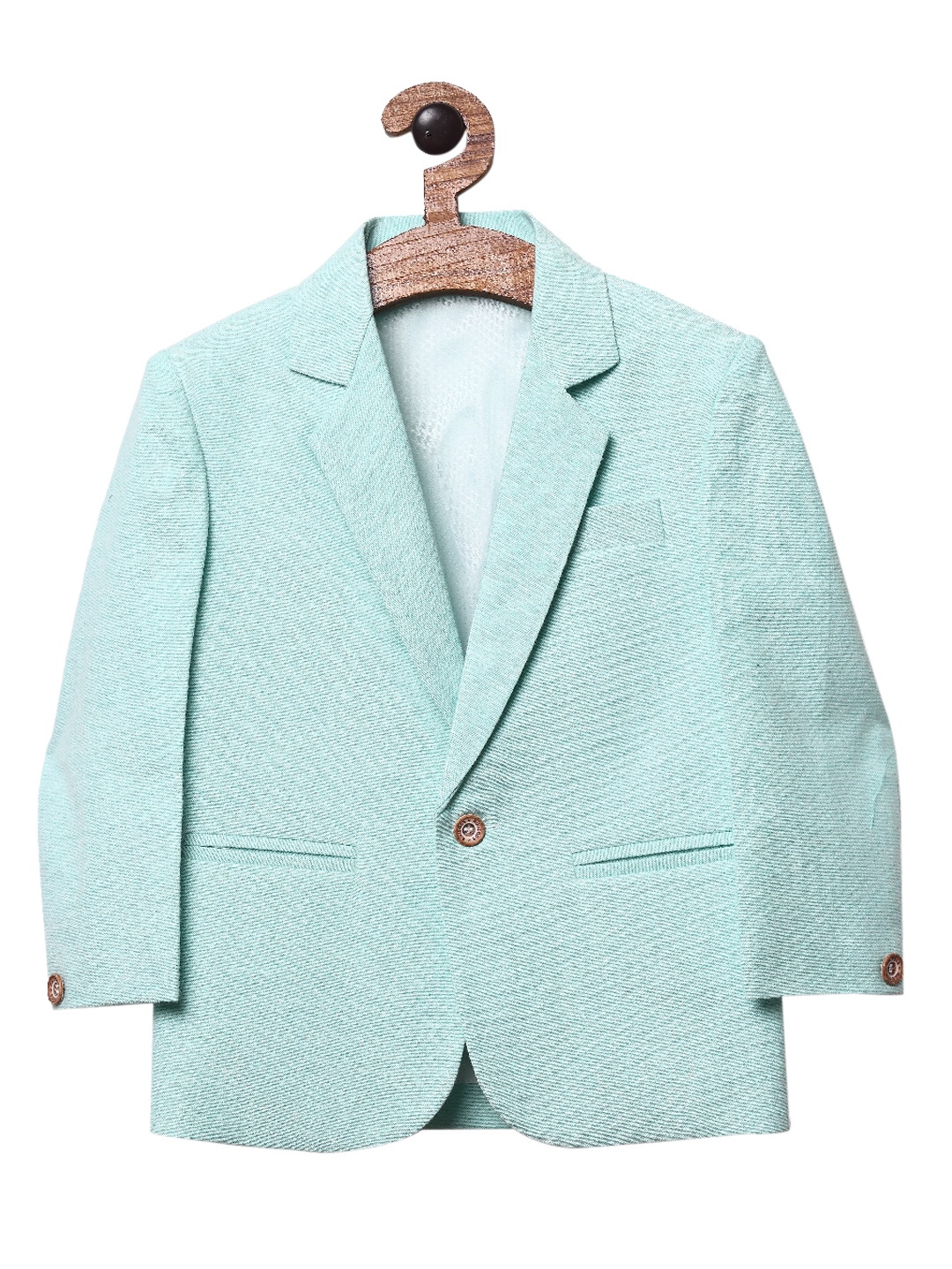 

RIKIDOOS Boys Green Solid Comfort Fit Single-Breasted Blazer