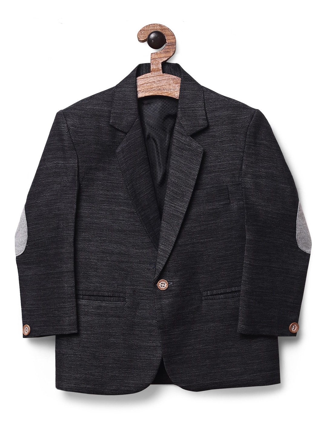 

RIKIDOOS Boys Black Solid Comfort-Fit Single Breasted Blazer