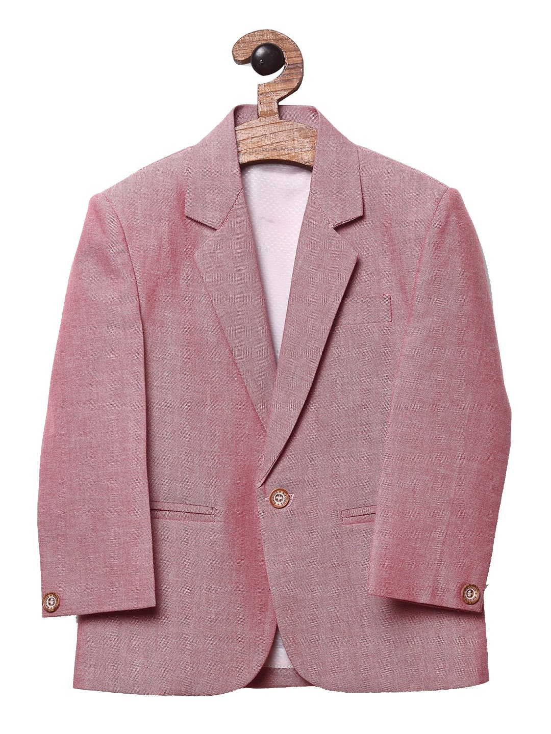 

RIKIDOOS Boys Pink Self-Designed Comfort-Fit Single Breasted Blazer