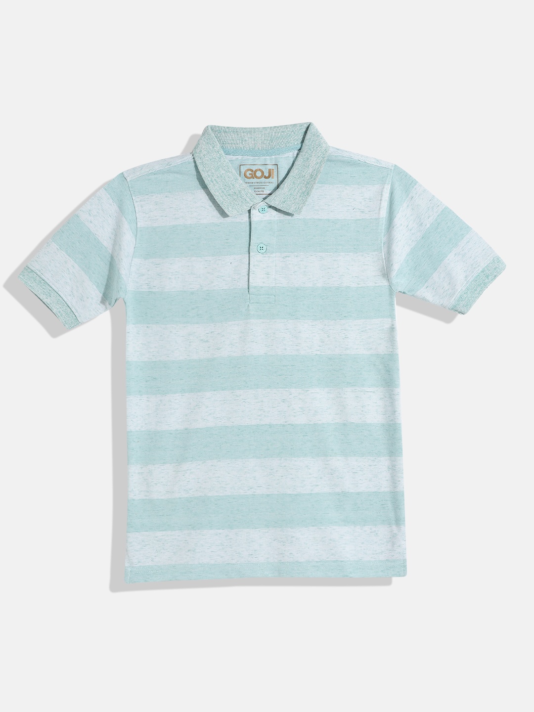 

GOJI Boys Blue Striped Polo Collar T-shirt