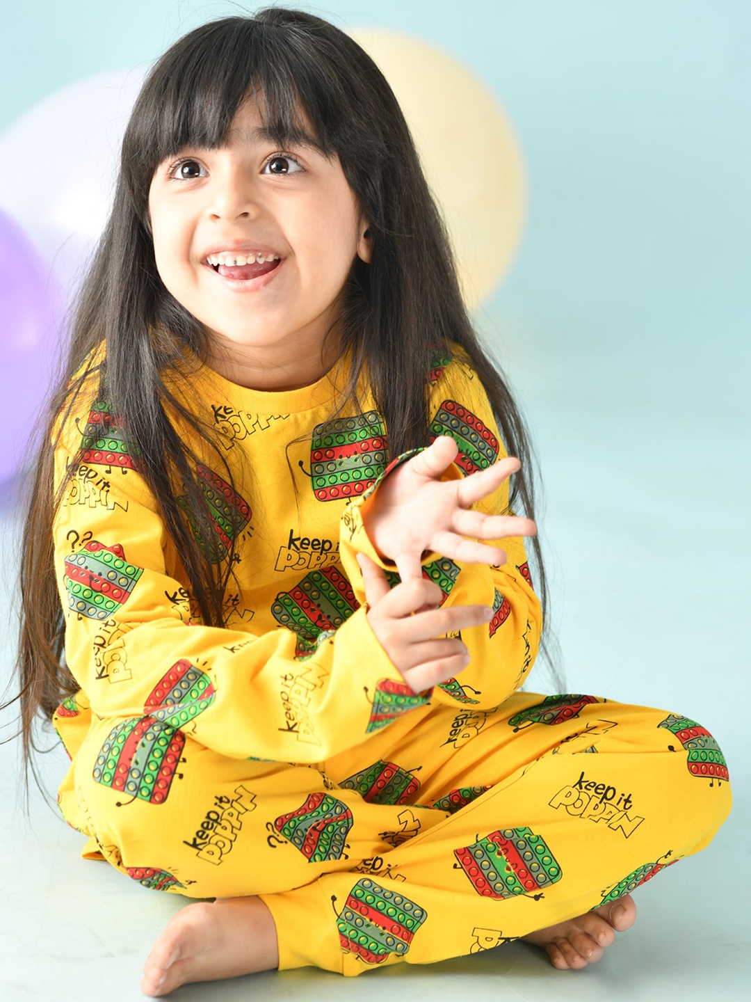 

Anthrilo Girls Yellow & Green Printed Cotton Night suit