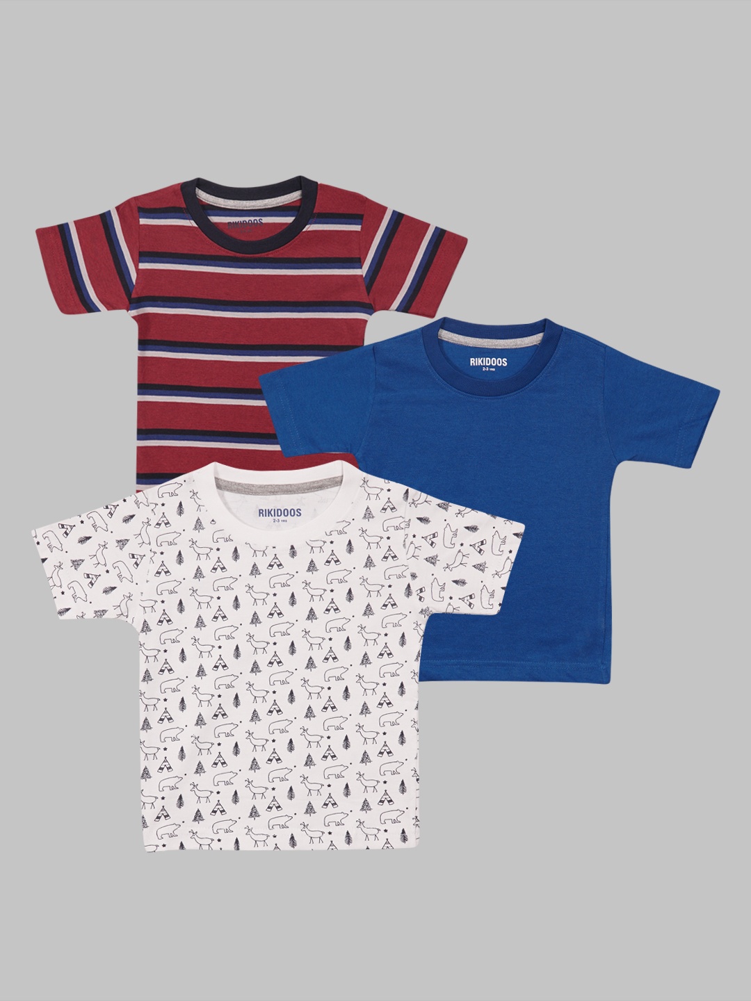 

RIKIDOOS Boys Multicoloured 3 Striped T-shirt, Multi