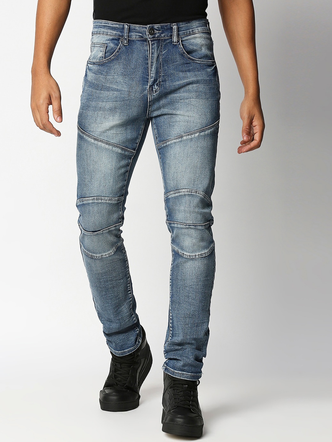

WAIMEA Men Blue Skinny Fit Mildly Distressed Heavy Fade Stretchable Ripped Jeans