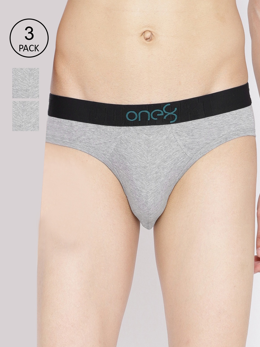 

one 8 by Virat Kohli Men Pack of 3 Grey Melange Solid Premium Cotton Fashion Briefs
