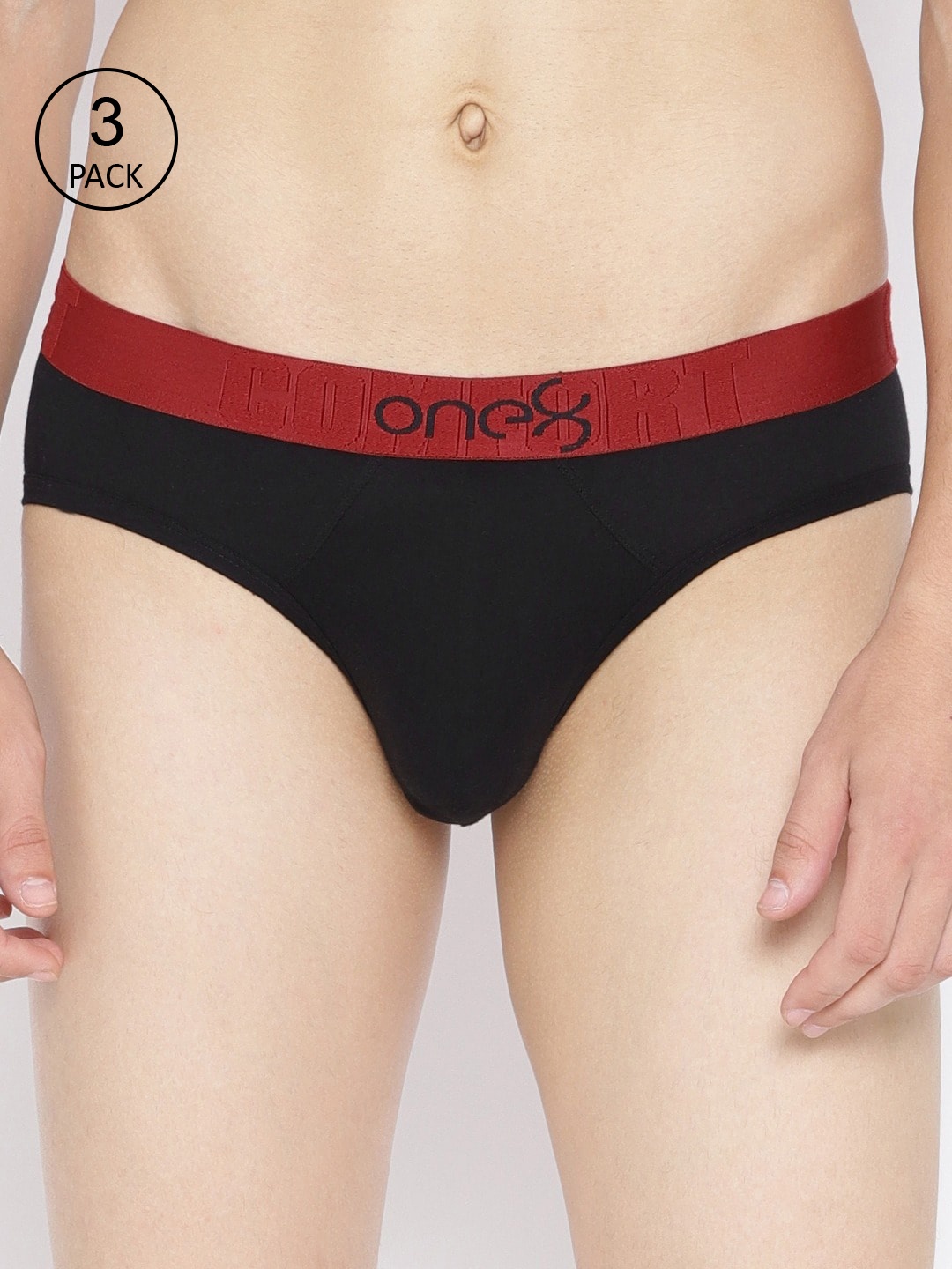 

one8 by Virat Kohli Men Pack Of 3 Black Solid Premium Cotton Fashion Briefs