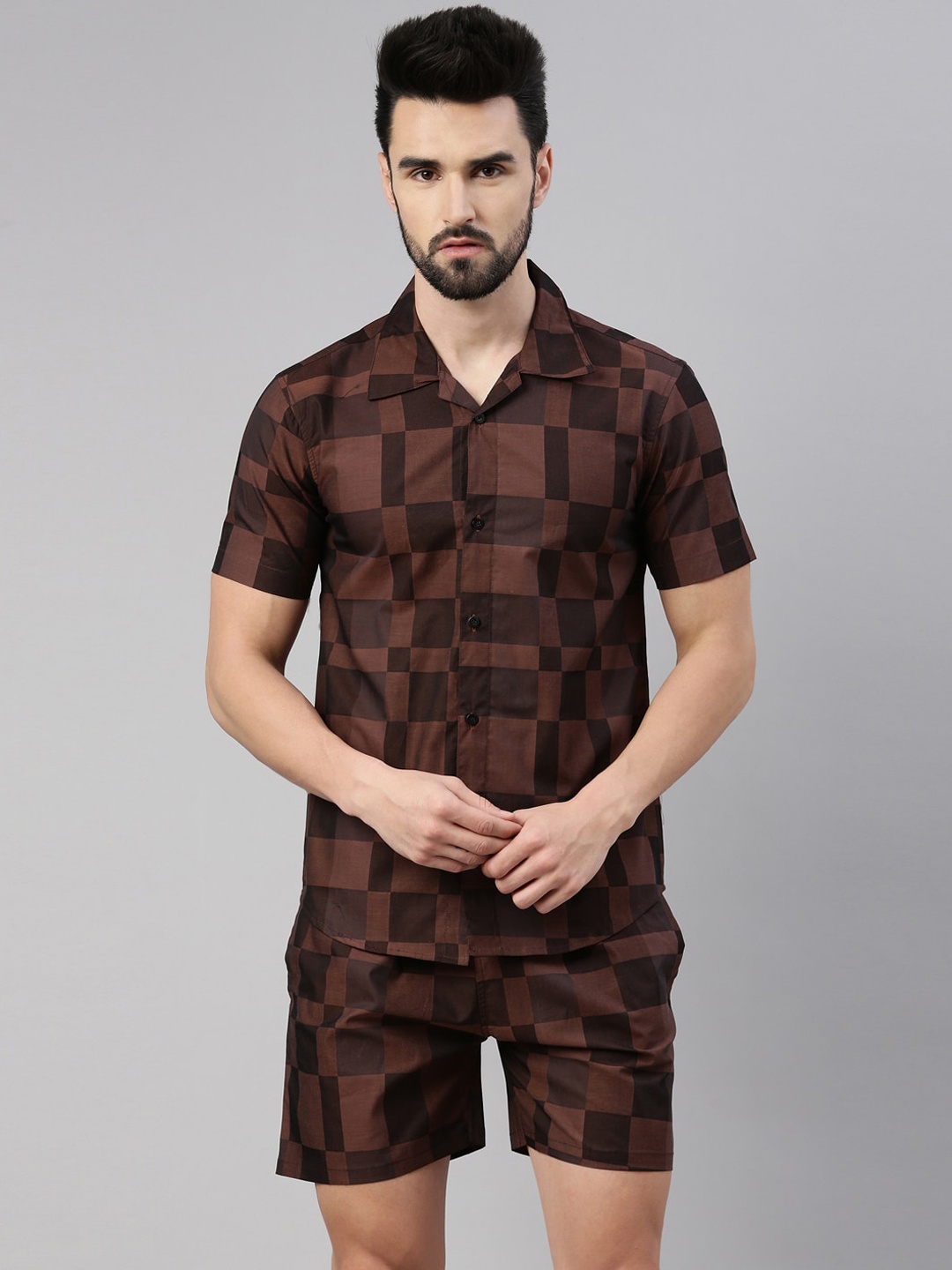 

TRUNDZ Men Brown Printed Night suit