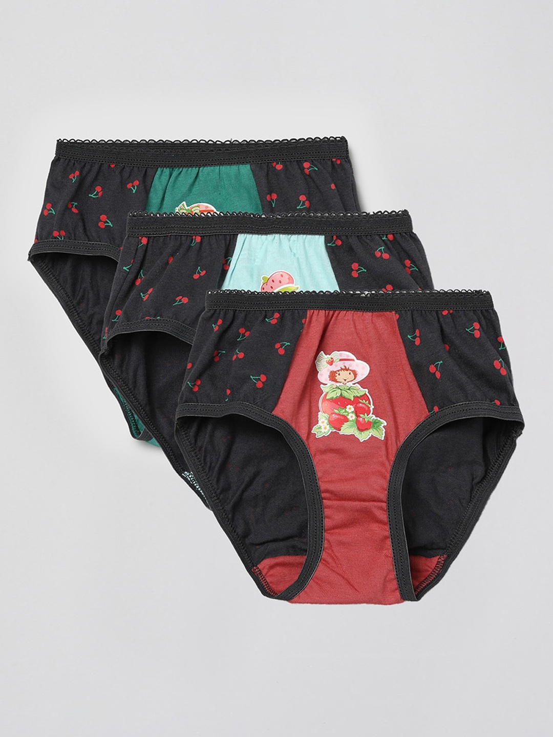 

max Girls Pack of 3 Cotton Basic Briefs, Black