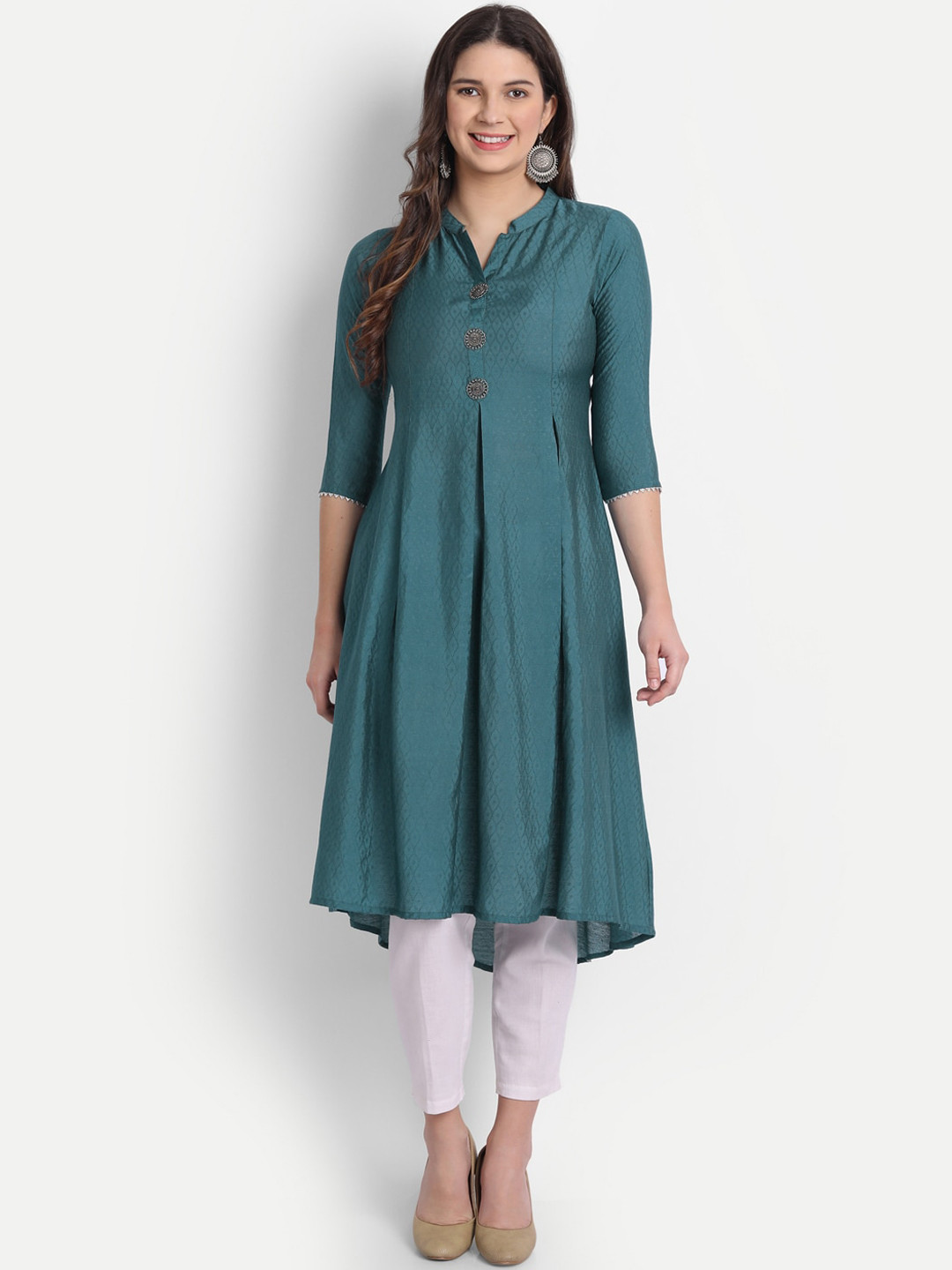 

HK colours of fashion Women Teal Anarkali Kurta