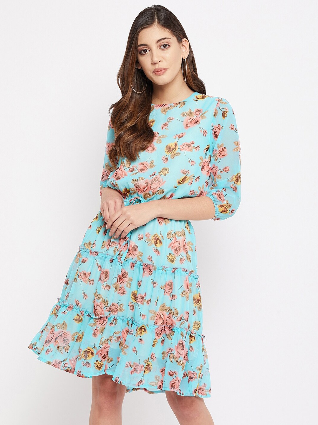 

Color Cocktail Women Blue Floral Printed Dress