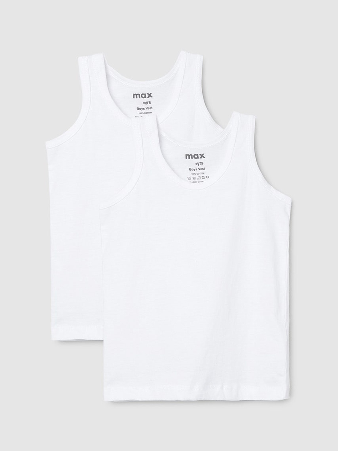 

max Pack of 2 Boys White Inner Vests