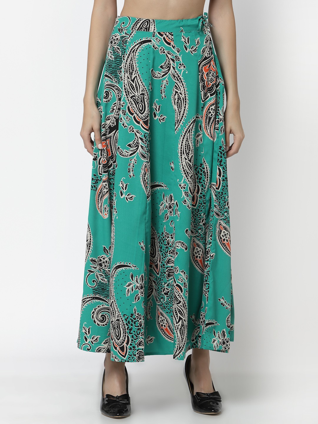 

Karmic Vision Women Green & Black Printed A-Line Skirt