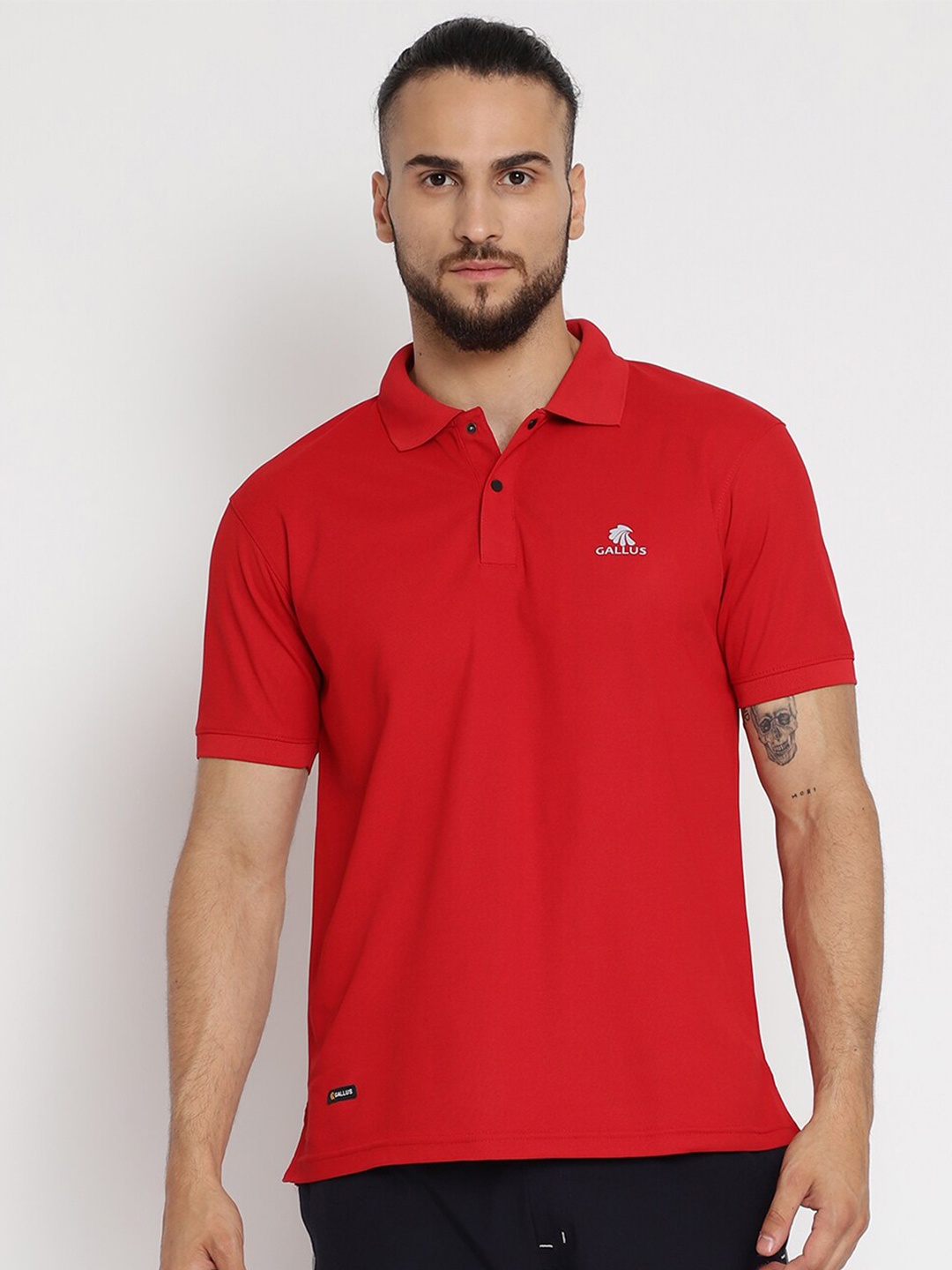 

Gallus Men Red Polo Collar T-shirt