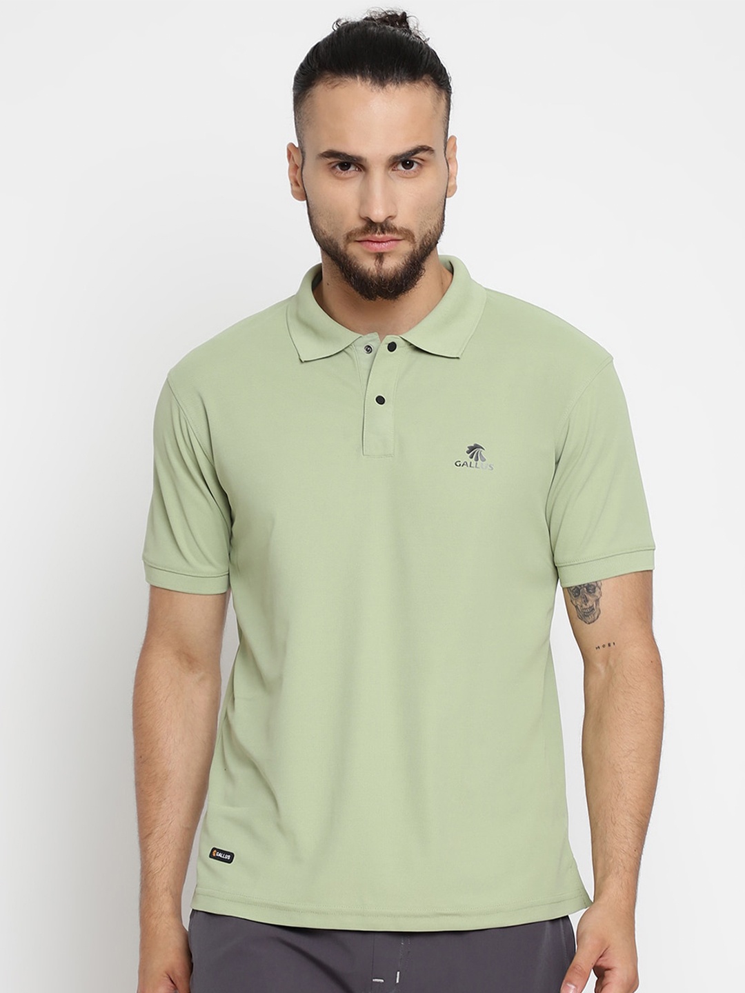 

Gallus Men Lime Green Polo Collar T-shirt