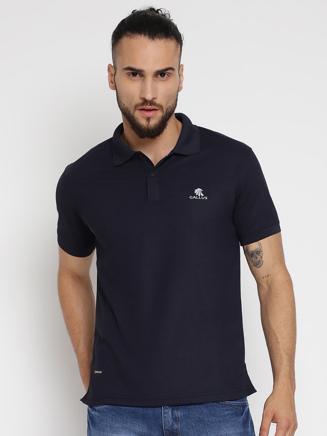 

Gallus Men Navy Blue Polo Collar T-shirt