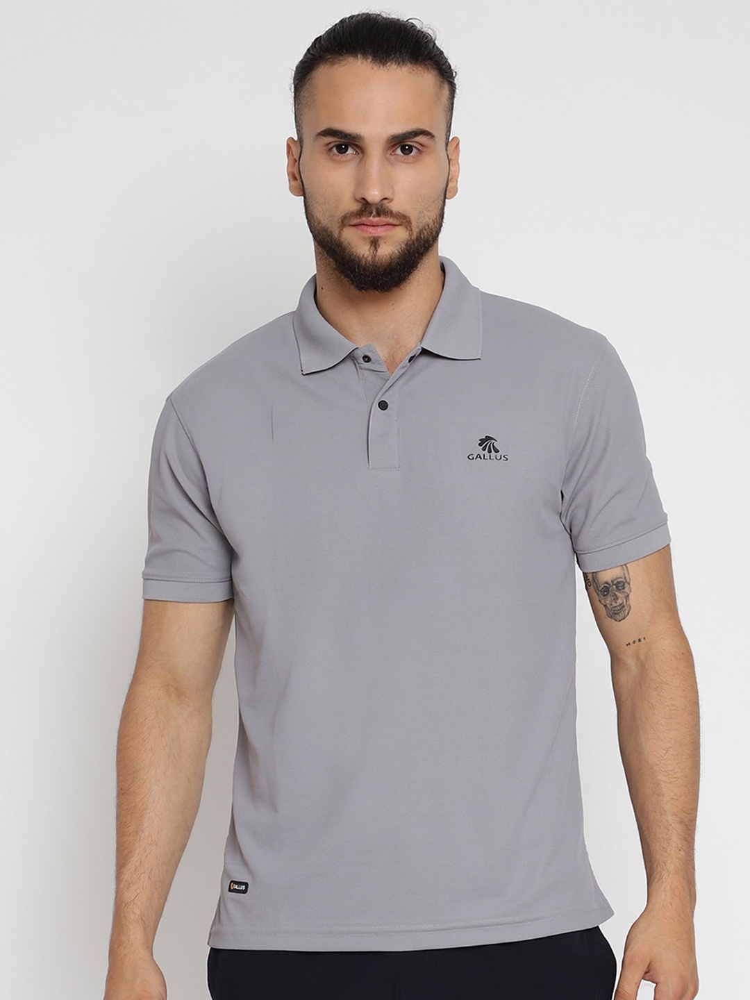 Gallus Men Grey Polo Collar T-shirt