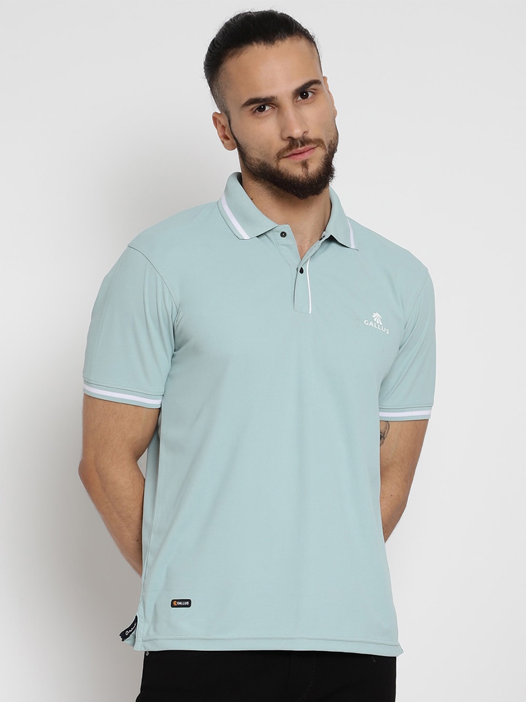 

Gallus Men Lime Green Polo Collar T-shirt
