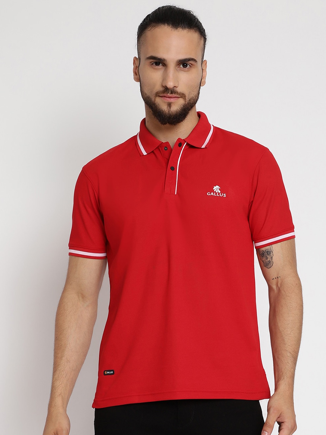 

Gallus Men Red Polo Collar T-shirt