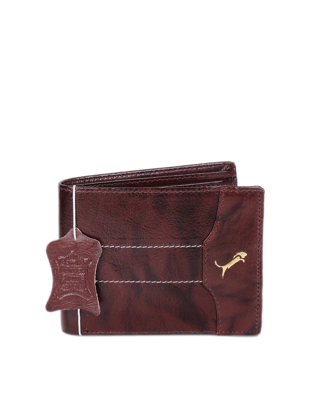 

WILD EDGE Men Brown Textured Leather Two Fold Wallet