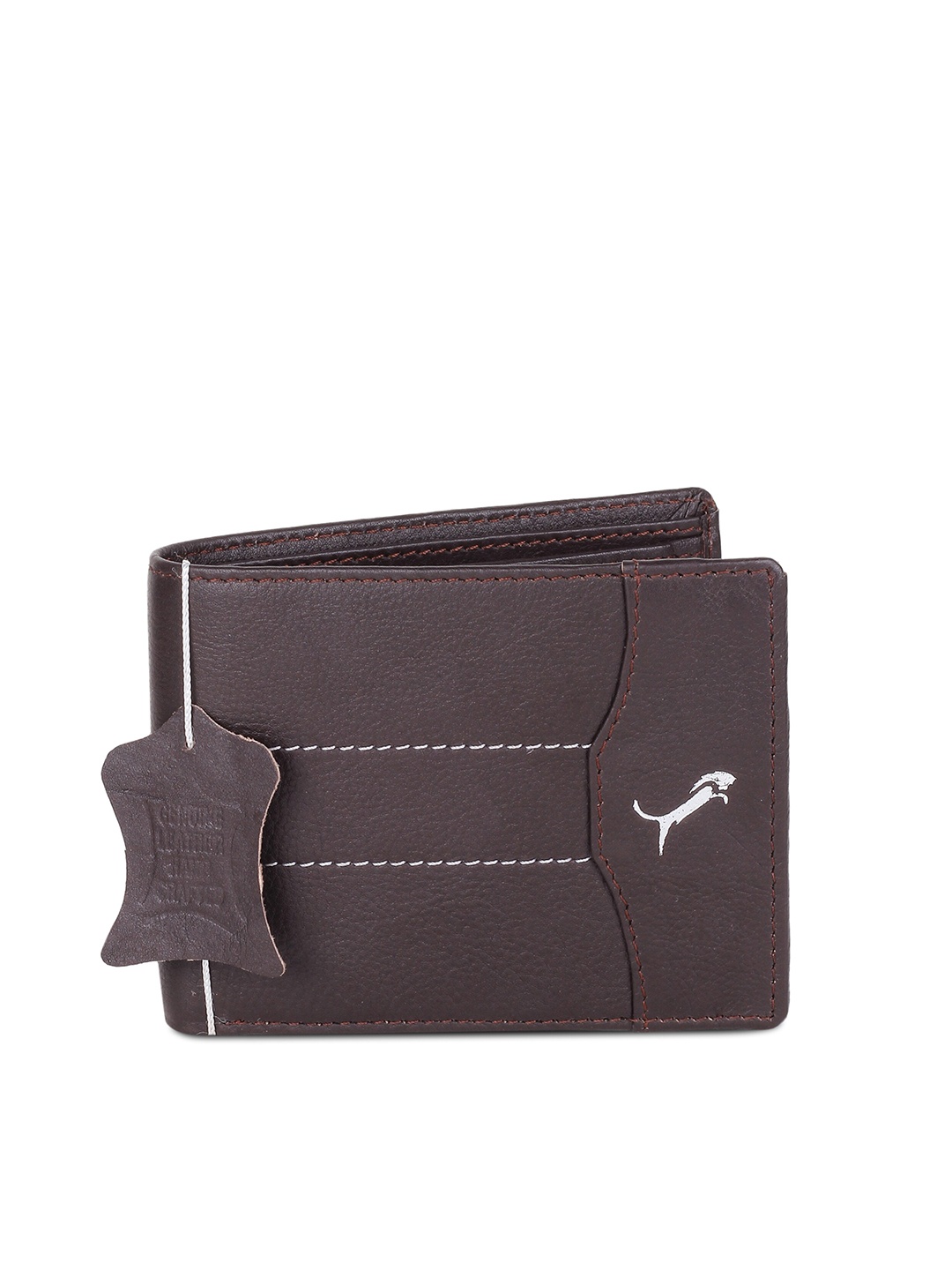 

WILD EDGE Men Brown Printed Leather Two Fold Wallet